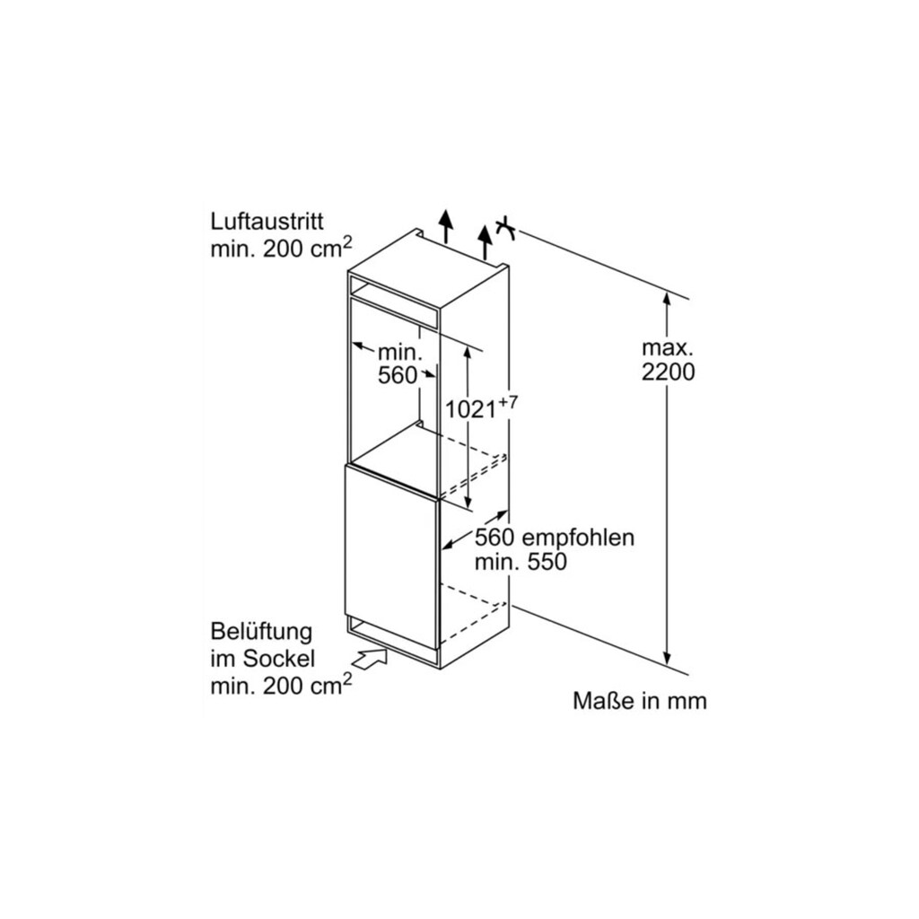 NEFF Einbaukühlschrank »KI1311SE0«, KI1311SE0, 102,1 cm hoch, 54,1 cm breit, Fresh Safe: Schublade für flexible Lagerung von Obst & Gemüse