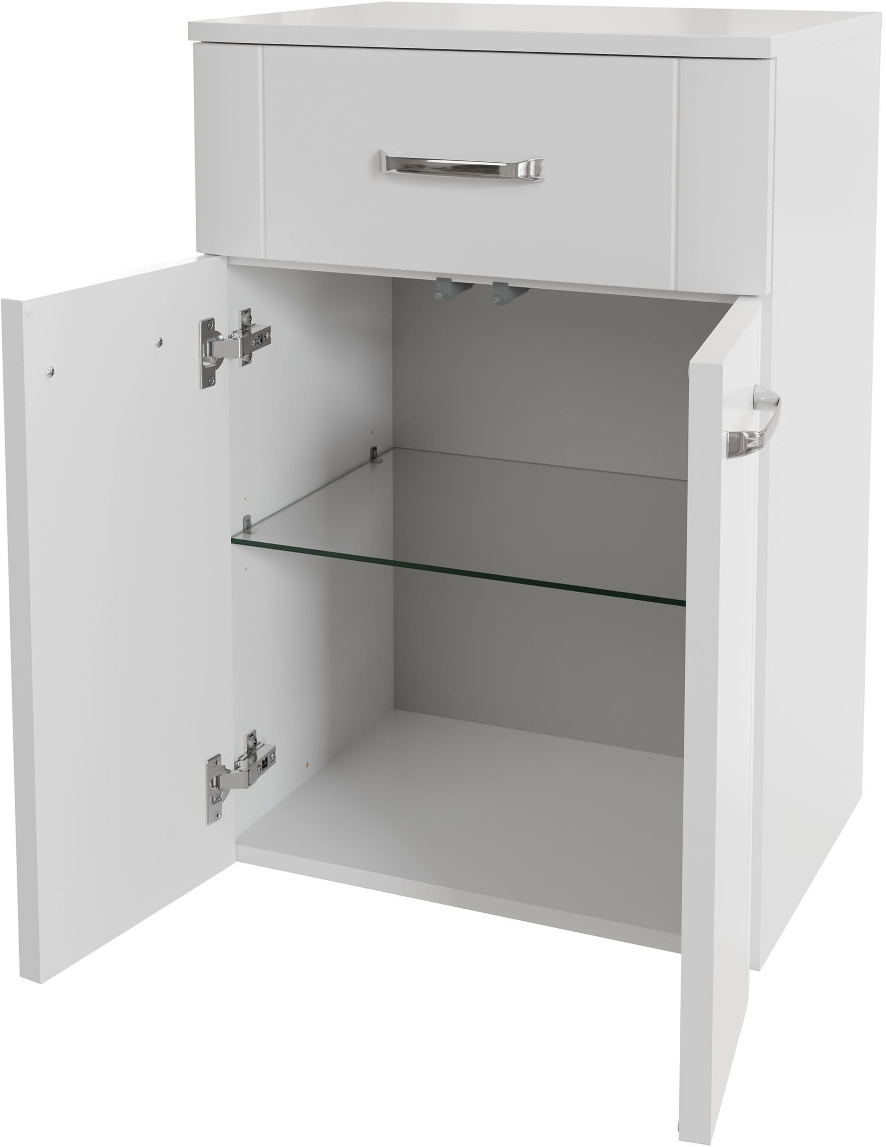 Saphir Unterschrank »Unterschrank Serie 3006 Badschrank 50cm breit mit 2 Türen, 1 Schublade«, Badezimmerschrank mit 1 Glas-Einlegeboden, 75 cm hoch, 38 cm tief