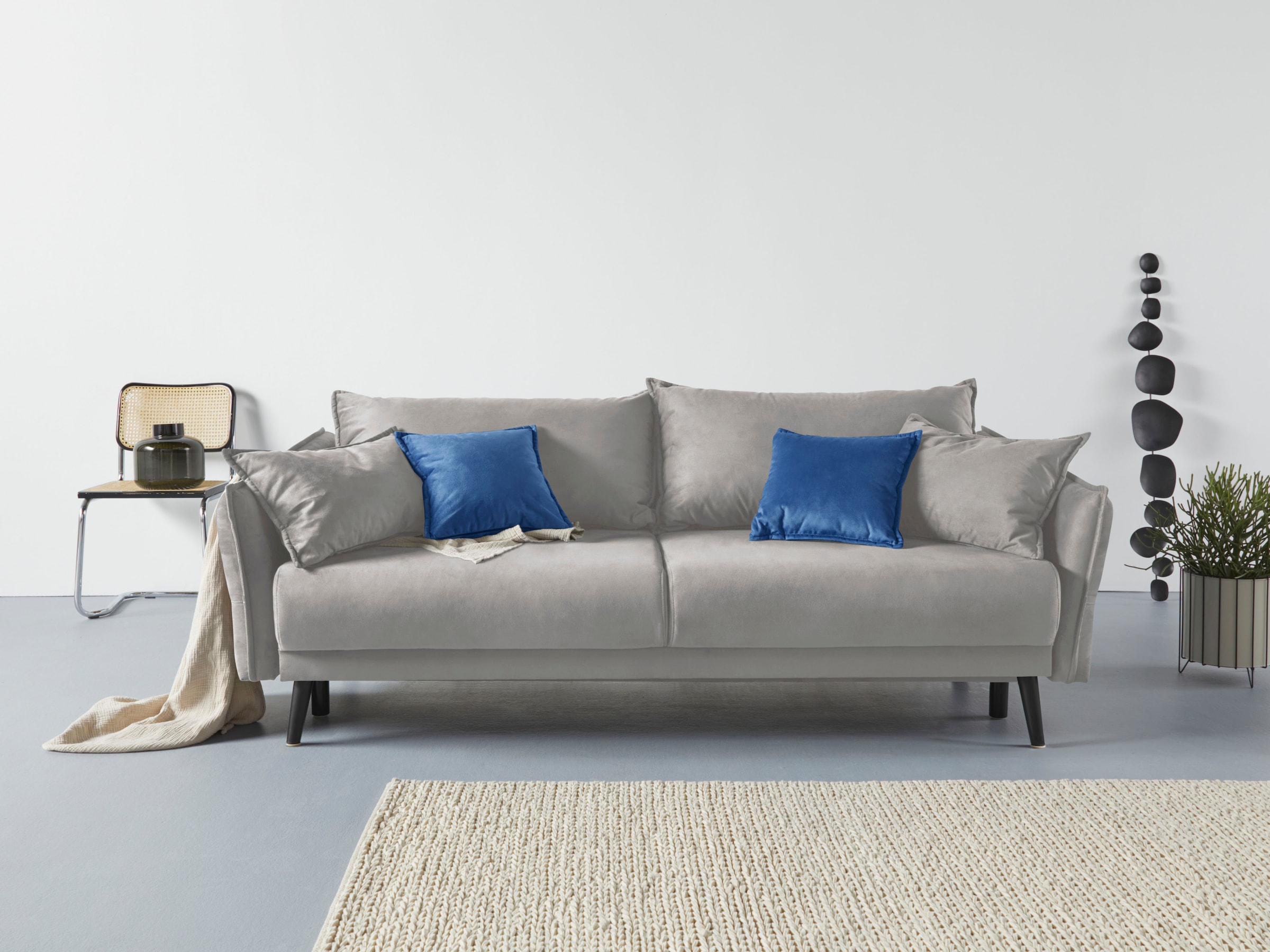 COLLECTION AB Schlafsofa "Asra, B: 228 cm, Liegel. 145x192 cm" Schlaffunktion, Bettkasten, Taschen & 2 Zierkissen, Federkern
