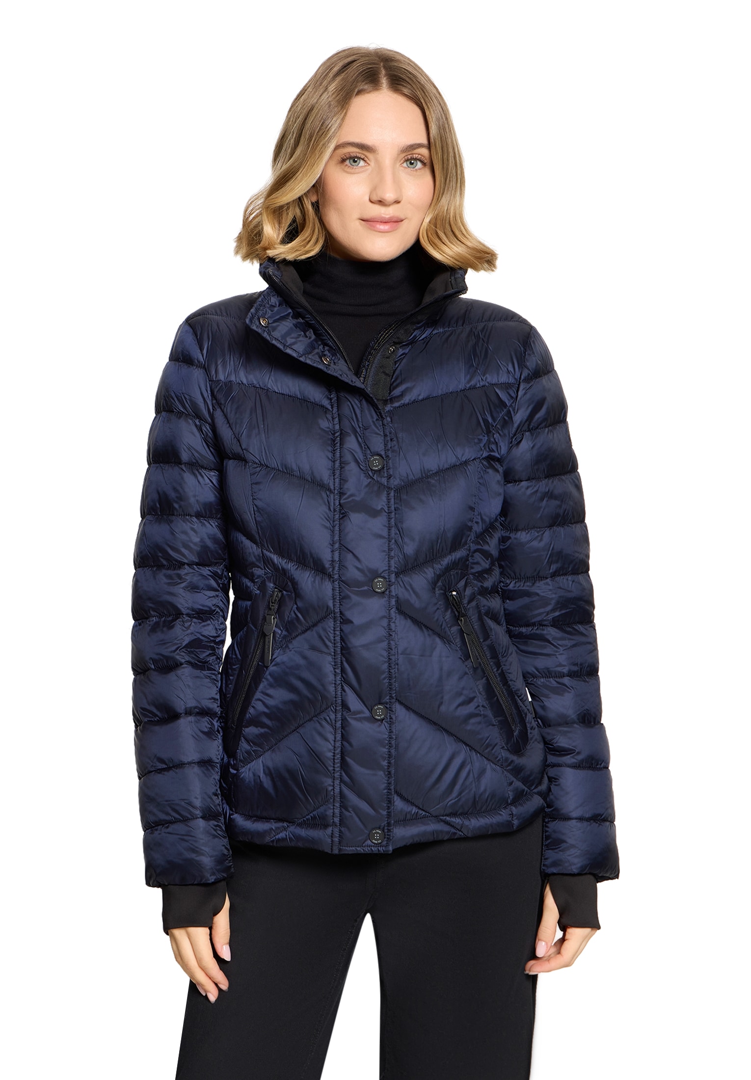 Gil Bret Steppjacke mit Kapuze mit abnehmbarer Kapuze und verdecktem Reißverschluss