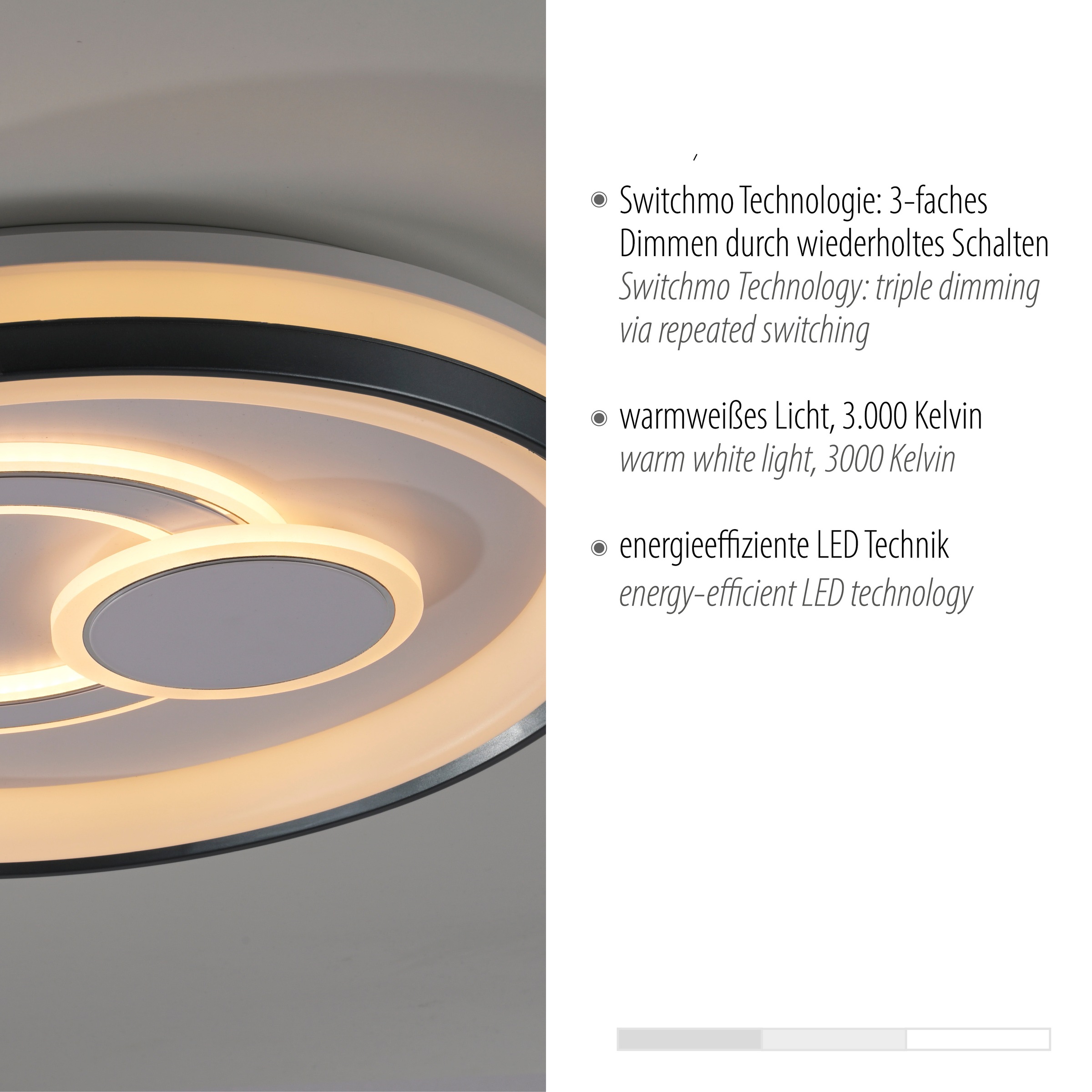 JUST LIGHT Deckenleuchte »MINELLI«, 1 flammig, Leuchtmittel LED-Board | LED fest integriert, LED, dimmbar, Switchmo