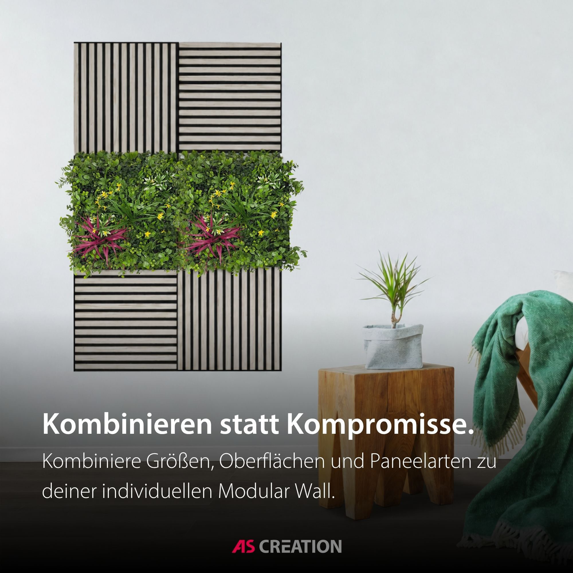 Architects Paper 3D Wandpaneel »A.S. Création Modular Wall Wandpaneel Pflanzenoptik« 1 tlg. Kunstpflanzen auf rPET-Filz für farbstarke botanische 3D-Wände