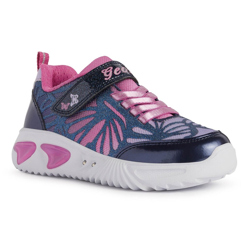 Schuhe Halbschuhe Geox Kids Sneaker »J ASSISTER GIRL Blinkschuh«, mit Schmetterlings-Motiv navy-fuchsia-glitzer