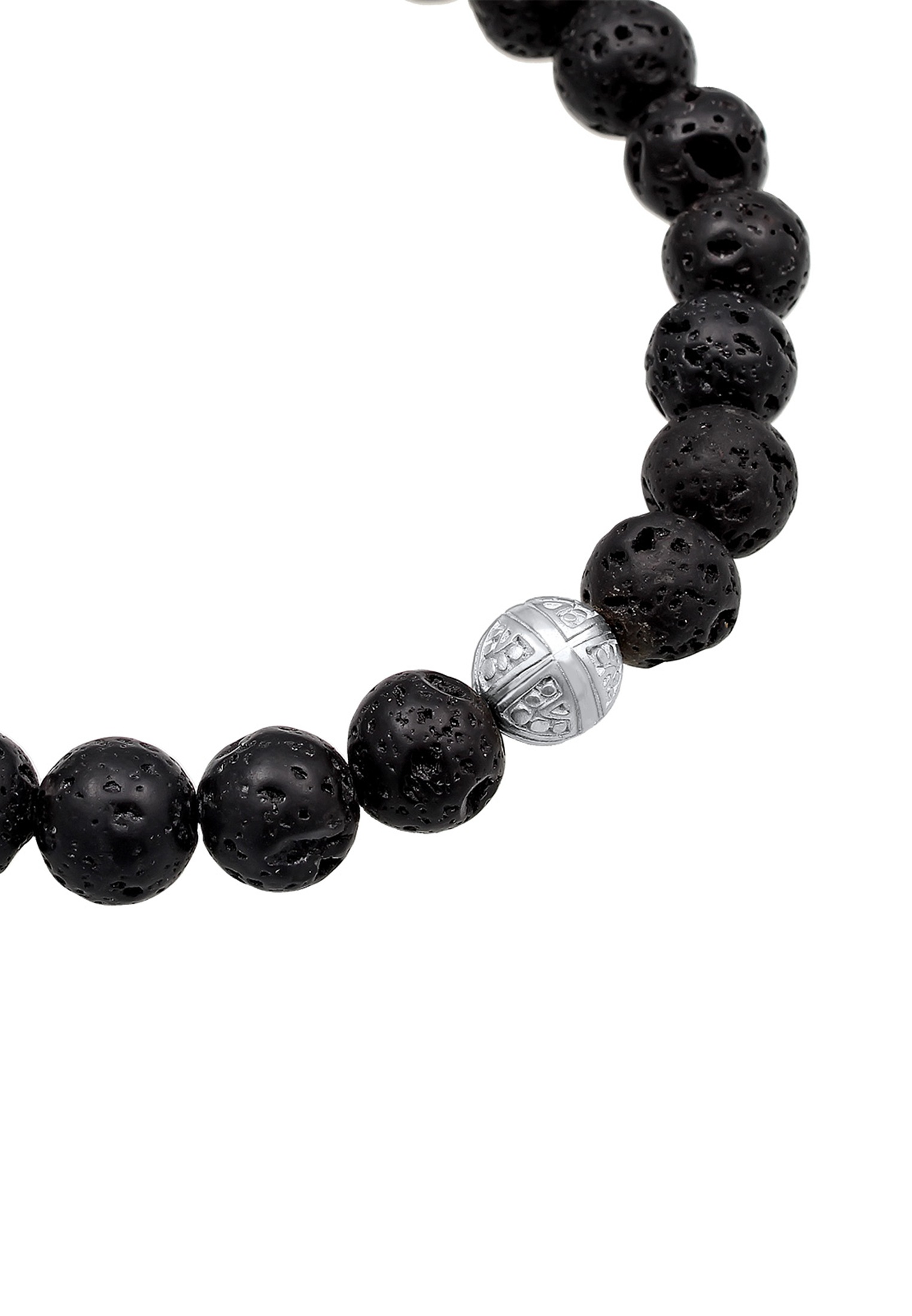 Kuzzoi Armkette »Armband Basic Lavastein Kreuz Ethno 925 Silber«