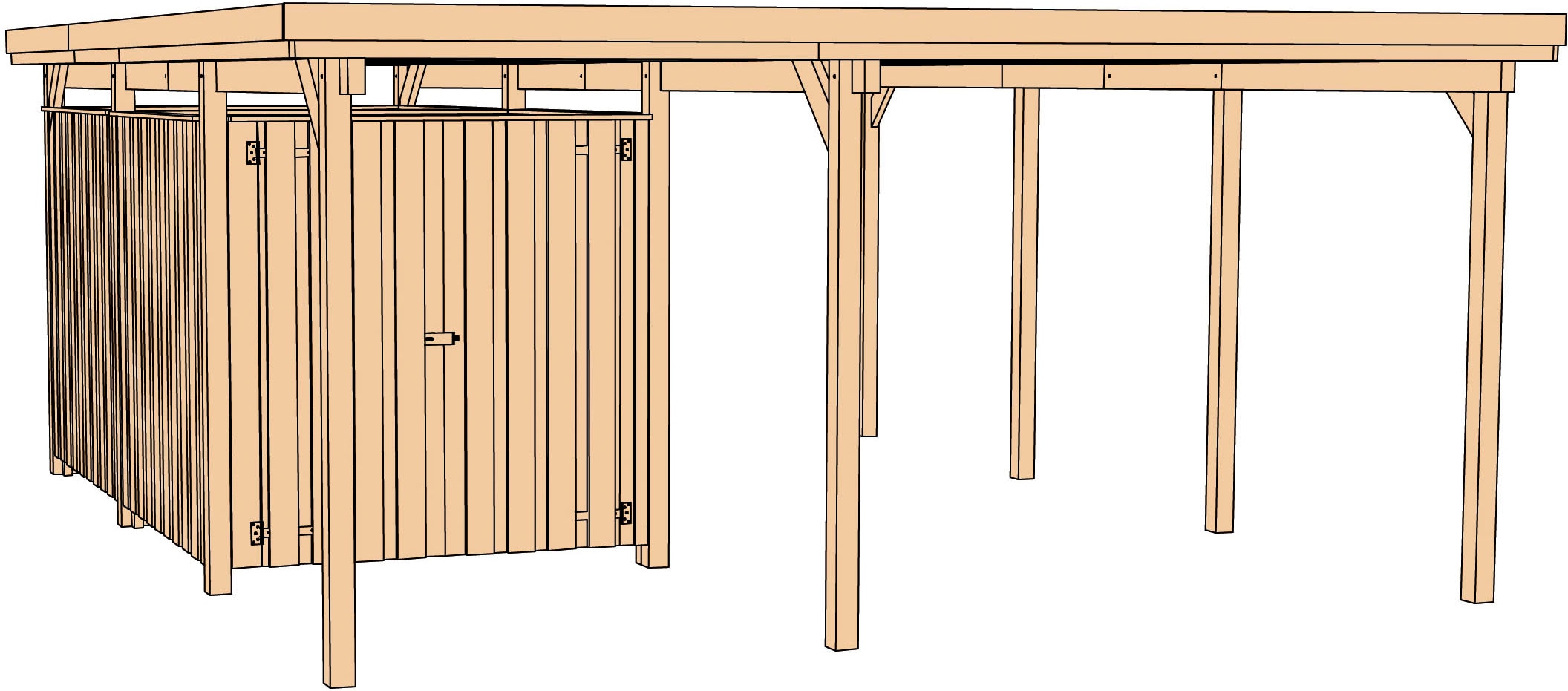 Einzelcarport »607 Gr.1«, Holz, 270 cm, braun, inkl. Geräteraum