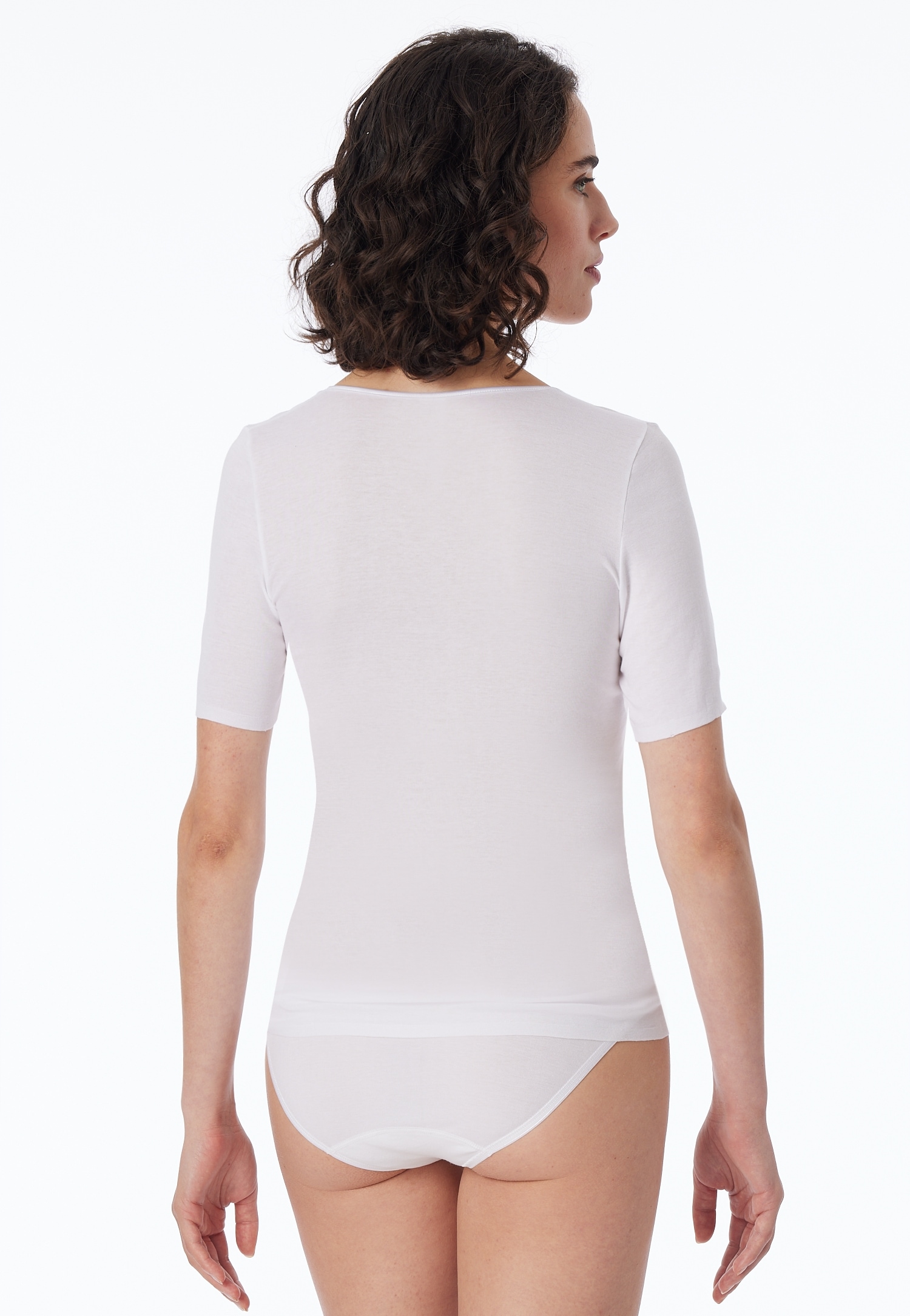 Schiesser Kurzarmshirt »Luxury«, Rundhals-Ausschnitt, 1/2-Arm, Baumwolle, ohne störende Seitennähte