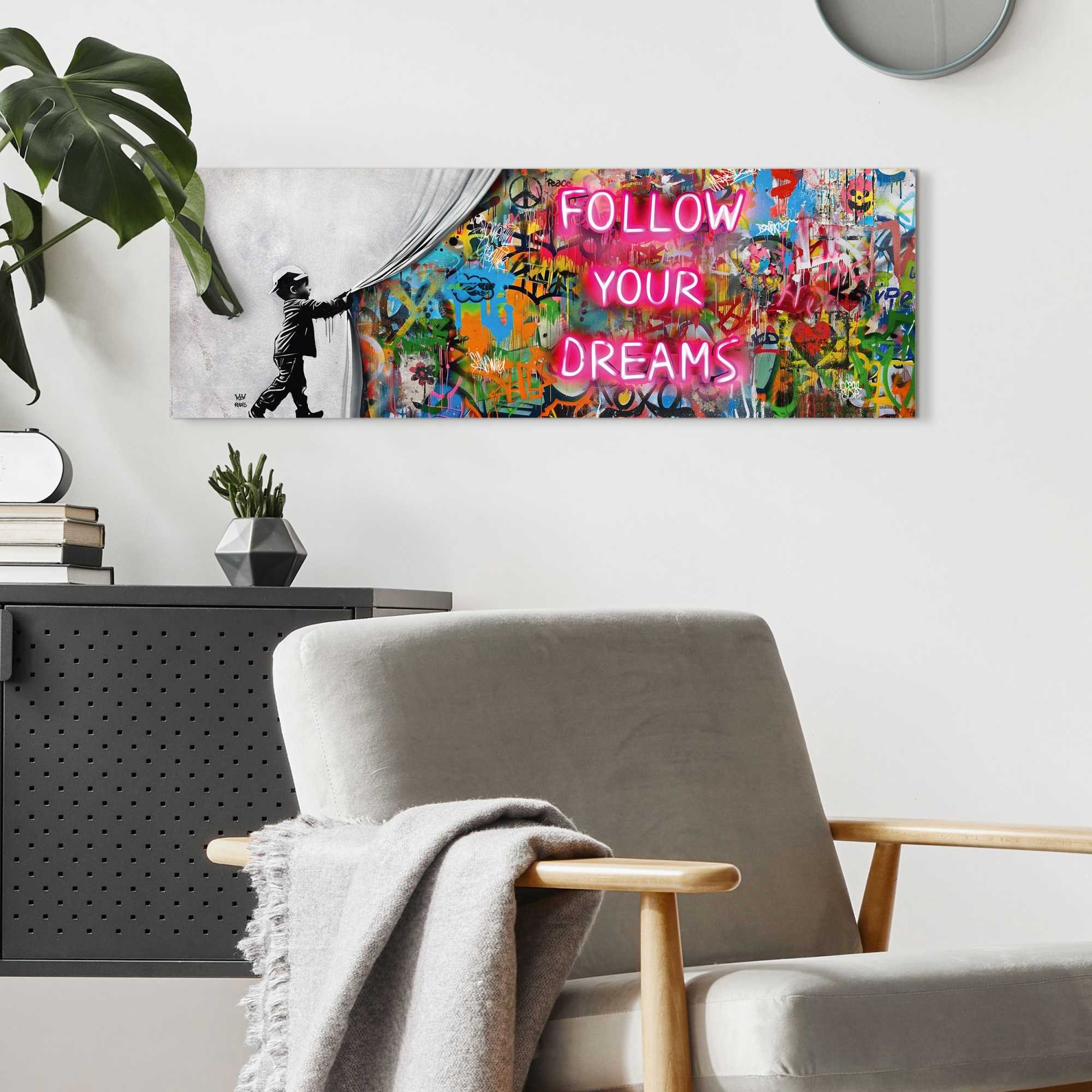 Reinders! Deco-Panel »Graffiti follow your dreams«, Hobbyraum - Mehrfarbig - MDF - Street Art - 90x30 cm