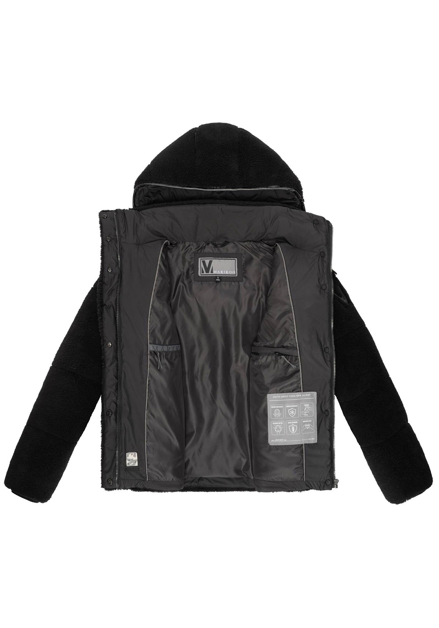 Marikoo Winterjacke "Kaguraa" warme Teddyfell Sherpa Jacke