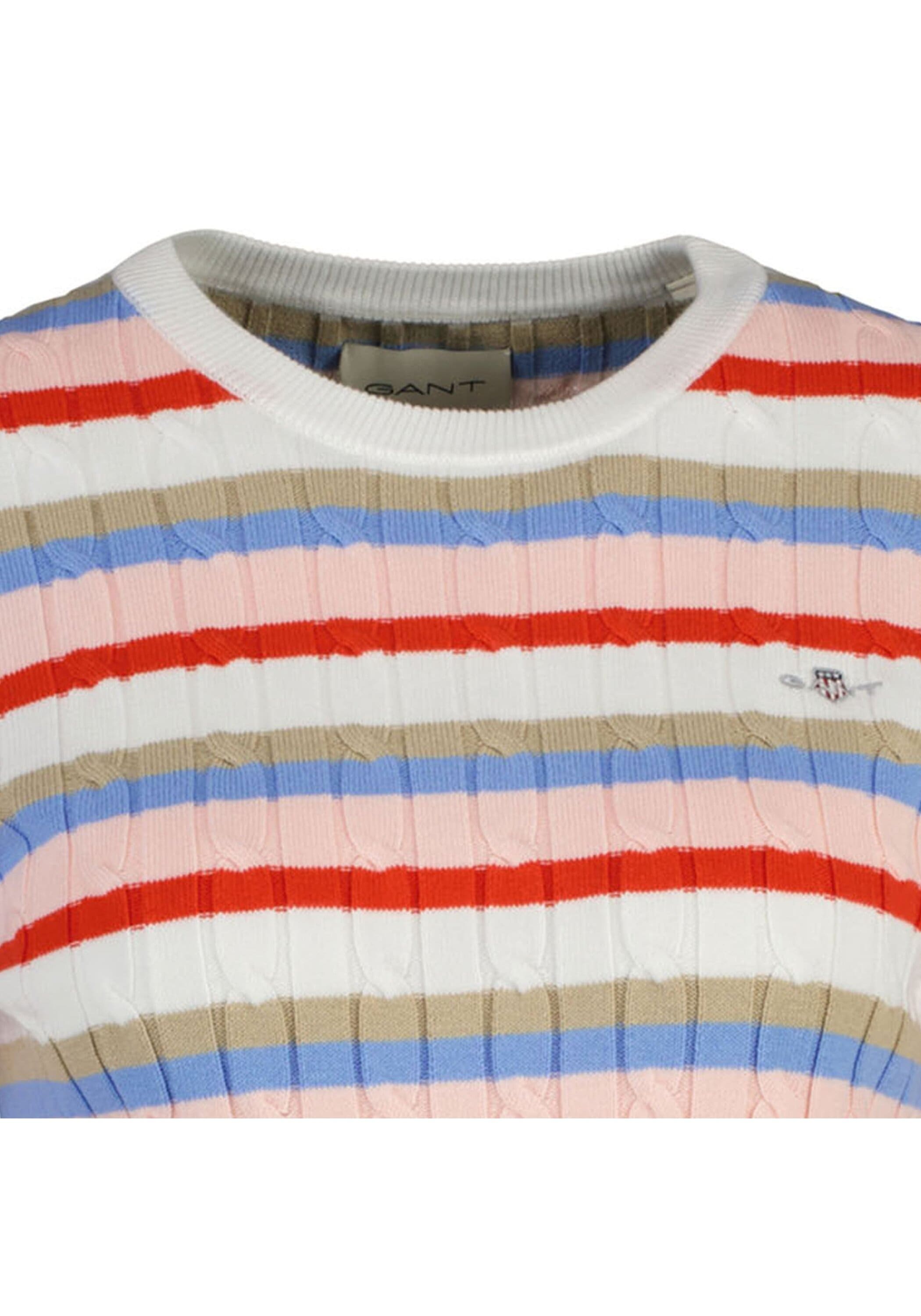 Gant Sweater »Strickpullover STRETCH COTTON CABLE STRIPE C-NECK«
