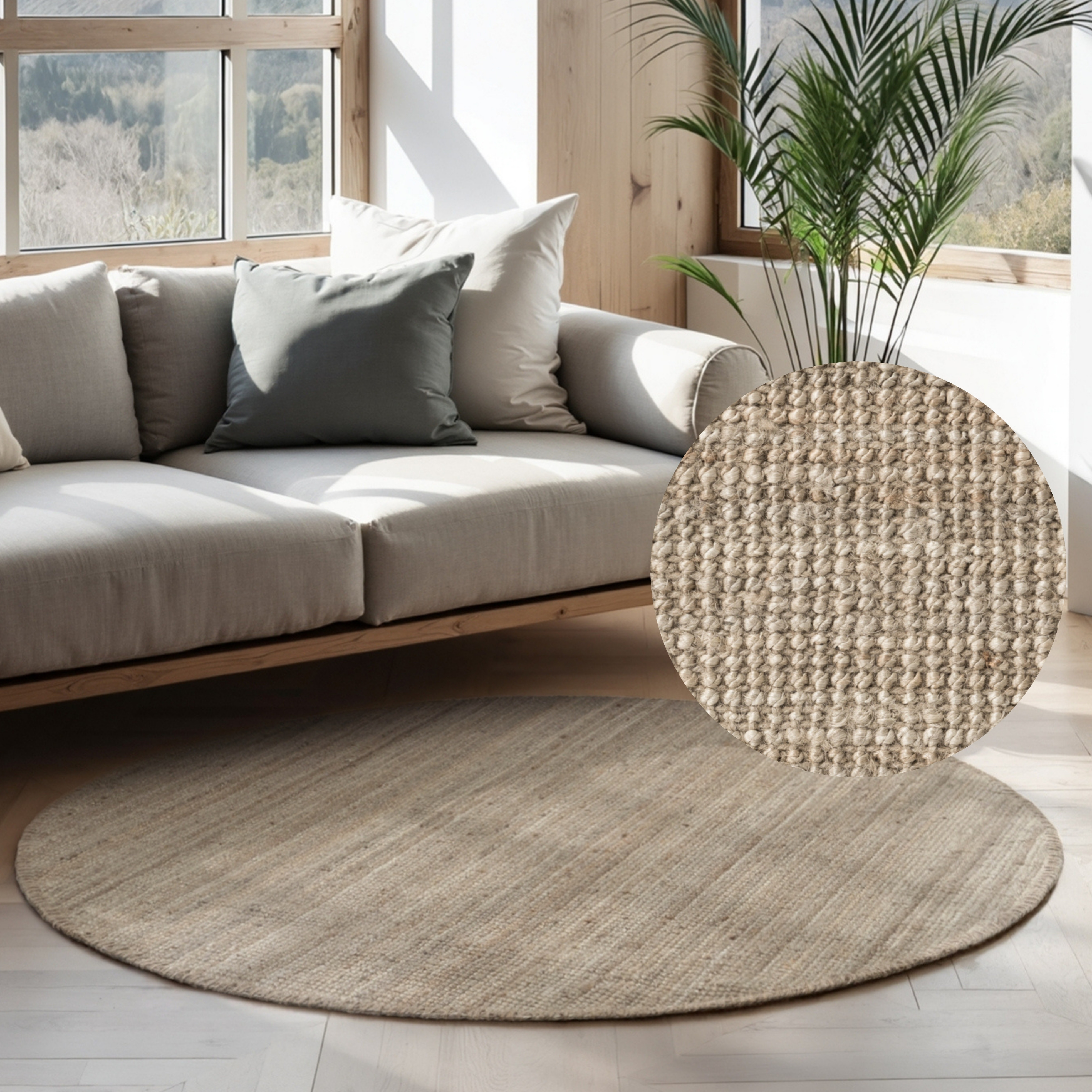 HANSE Home Teppich "Jaipur Juteteppich, als Läufer und in Rund" rund 10 mm Höhe 100% Naturfaser, Wohnzimmer, Esszimmer, Schlafzimmer, GRS