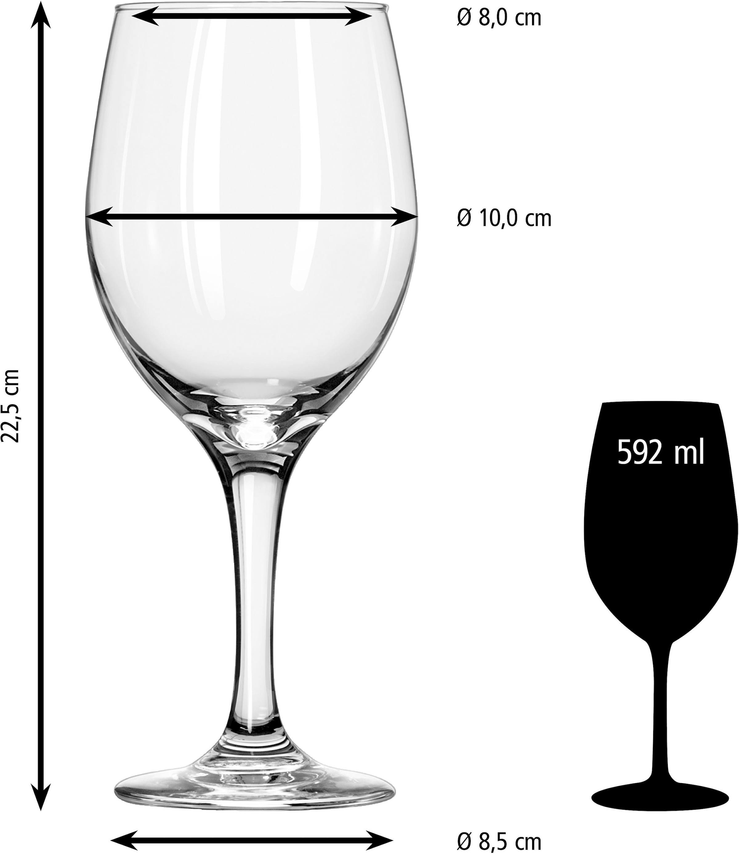 LIBBEY Weinglas »Libbey Gläser-Set -PERCEPTION-, 12er Set«, (Set, 12 tlg.), 592 ml, hochwertig verarbeitet, im modernen Design