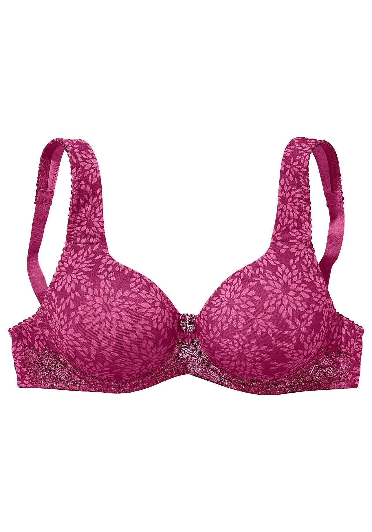 NUANCE Damen T-Shirt-BH, Gr. 90, lila, Jersey, Obermaterial: 85% Baumwolle, 10% Polyamid, 5% Elasthan, BHs, mit Bügel und breiteren Trägern