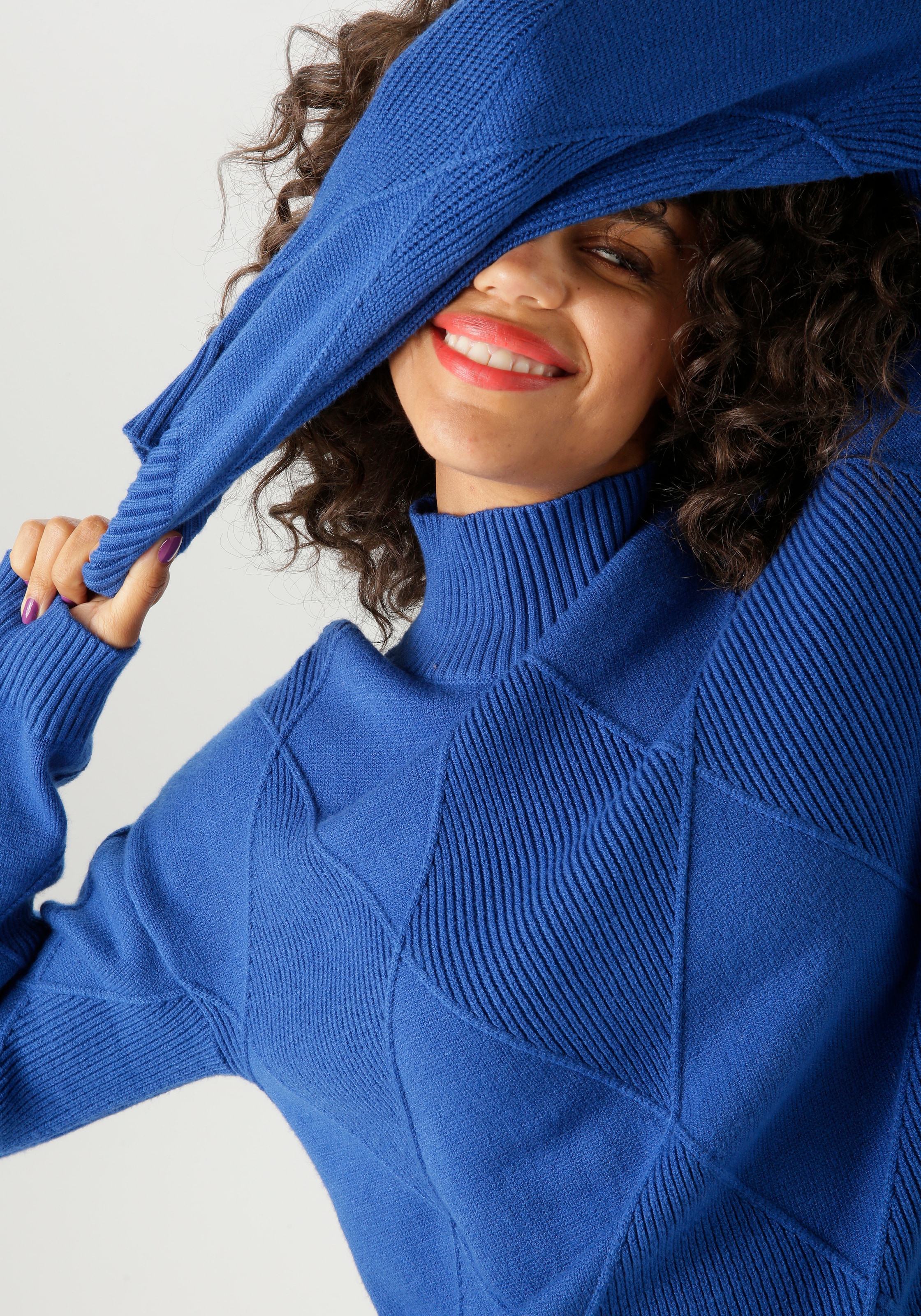 Aniston CASUAL Strickpullover, im trendigen Rauten-Muster - NEUE KOLLEKTION