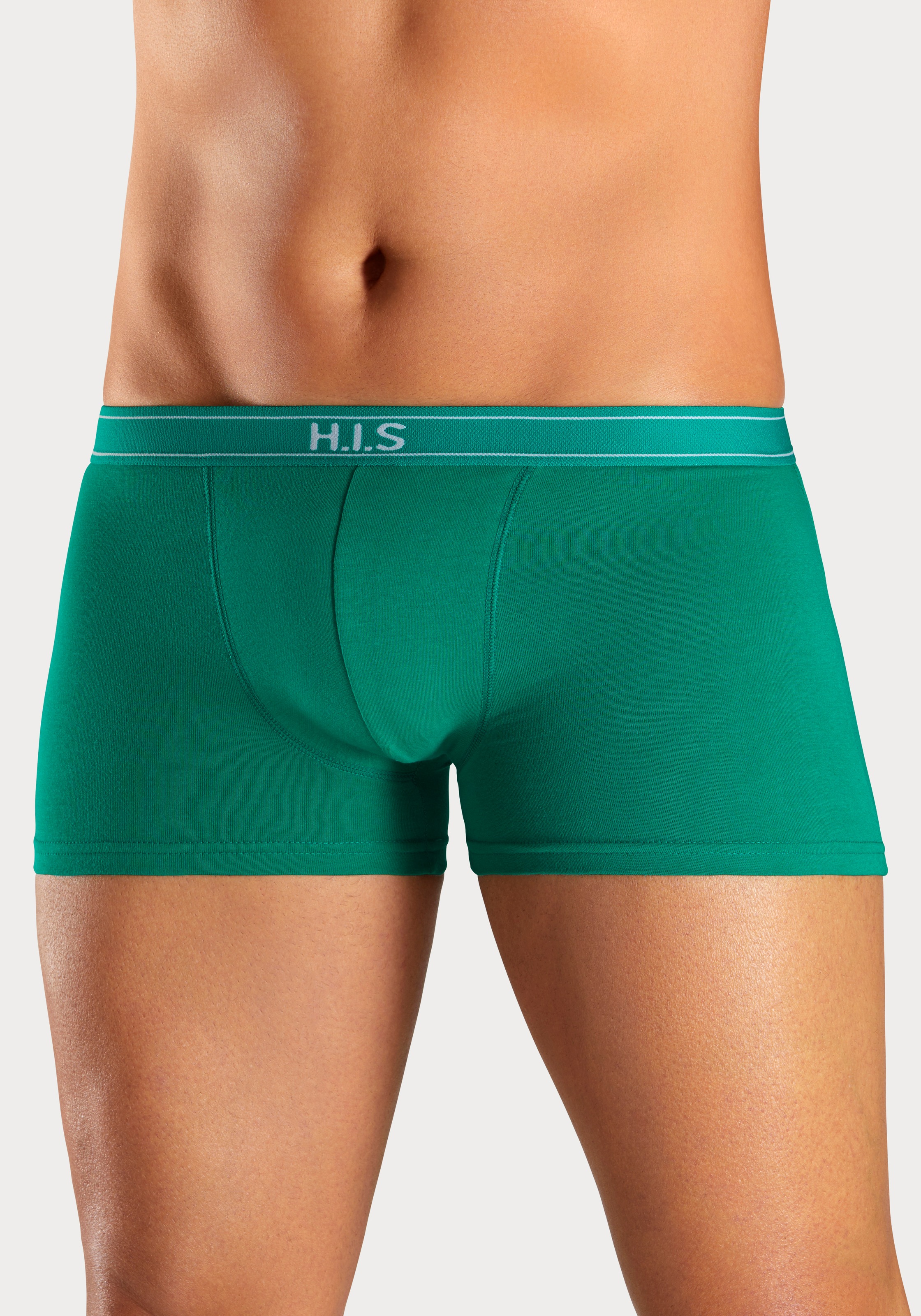 H.I.S Boxer, (Packung, 5 St.), mit Steifen und Logo im Bund