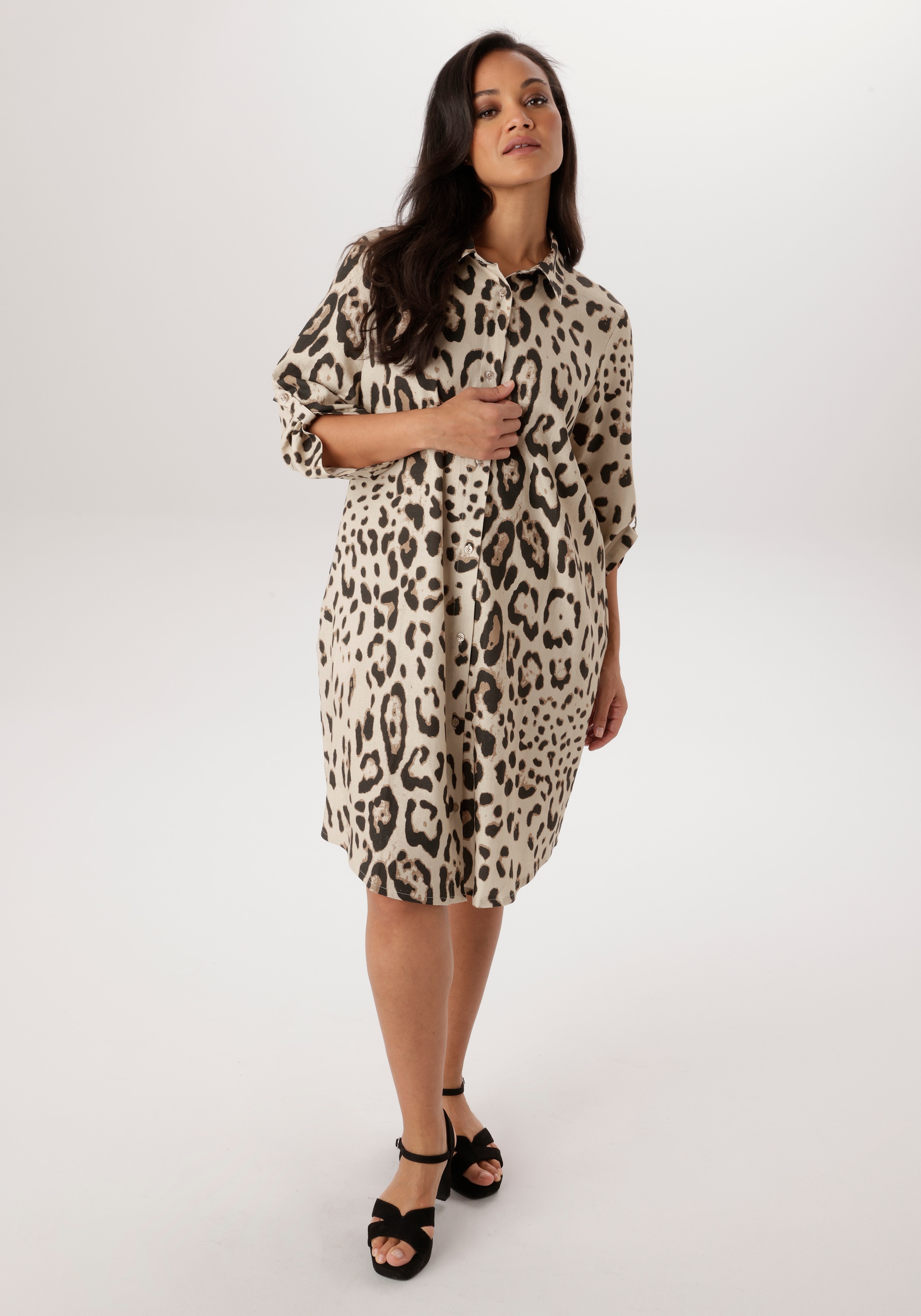 Aniston PLUS Hemdblusenkleid Eingrifftaschen aus schöner Leinen-Viskose-Qua günstig online kaufen