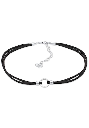 Collier »Halsband schwarz Choker mit Kreis 925 Silber«