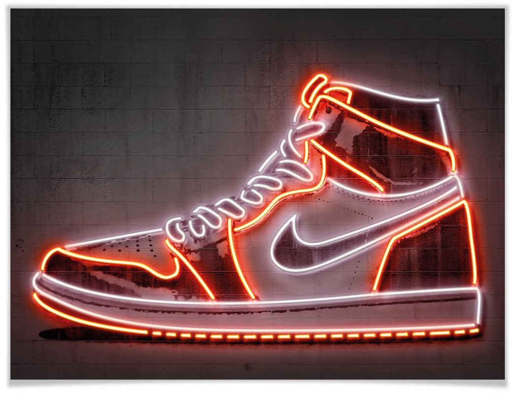 Wall-Art Poster »Mielu Nike batai Neon Sneaker«...