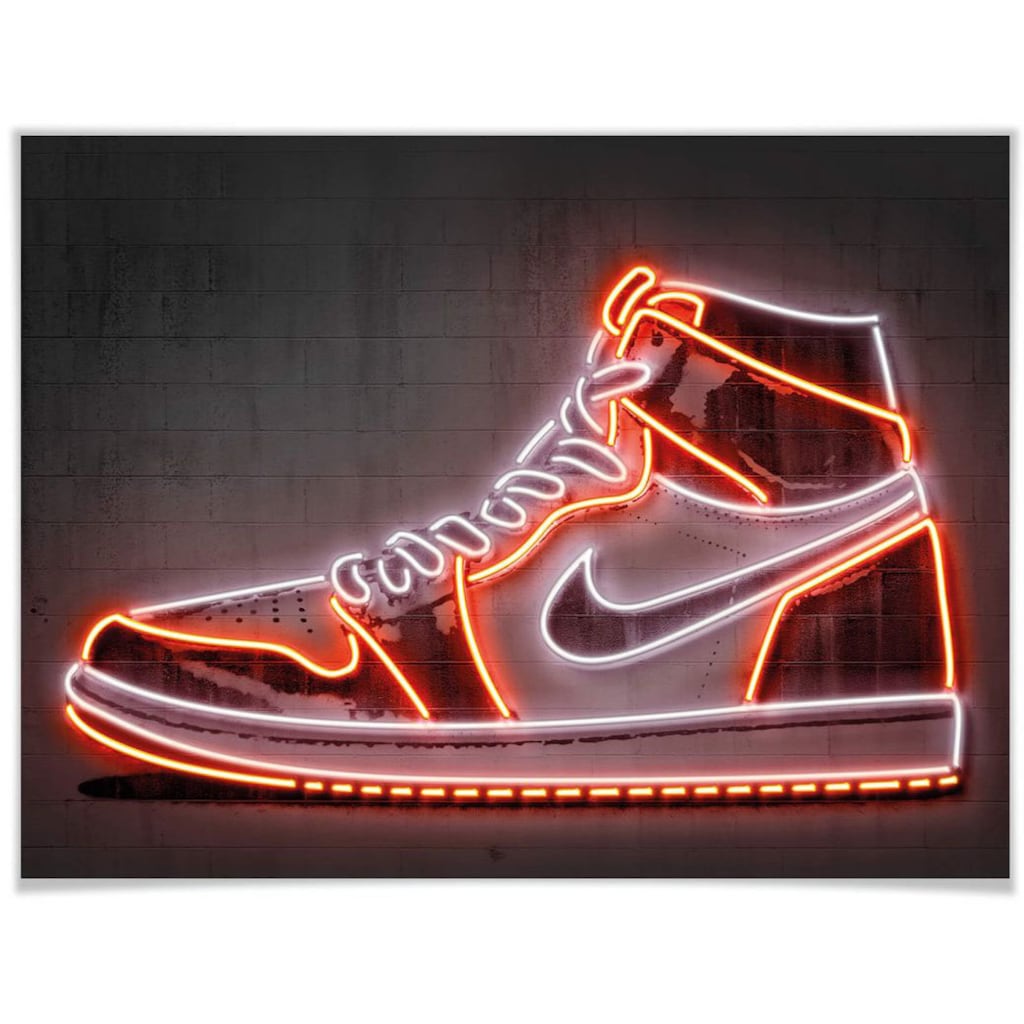 Wall-Art Poster »Mielu Nike Schuh Neon Sneaker«, Schuh, (1 St.), Poster ohne Bilderrahmen