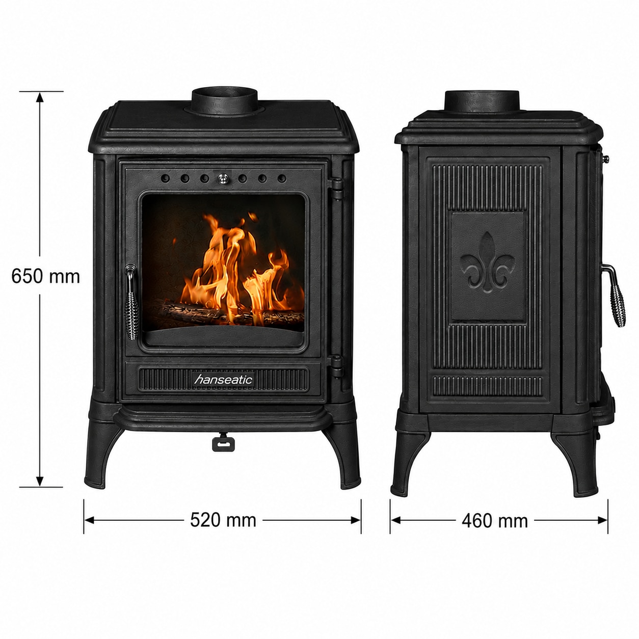 Hanseatic Kaminofen »Castor 85« Großer Feuerraum