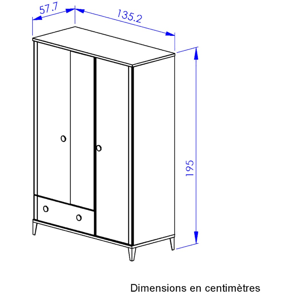 Galipette Babymöbel-Set »Marcel«, (Set, 4 St., Bett, Kleiderschrank, Kommode, Wickelablage)