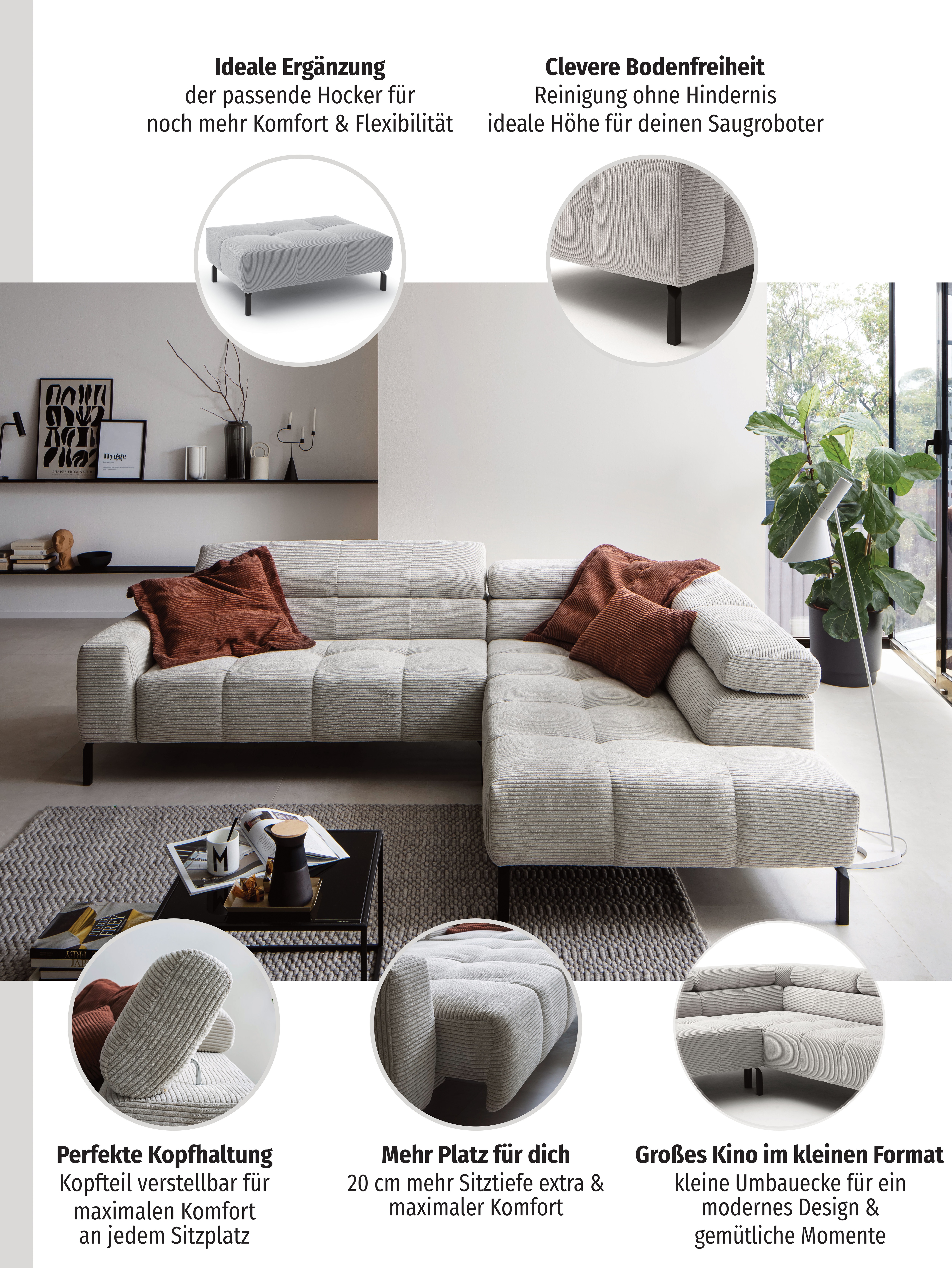 Thumbnail - Places of Style Ecksofa "Cleveland, L-Form, incl. Kopfteilverstellung, Breite 276 cm", wahlweise elektrischer Sitzvorzug