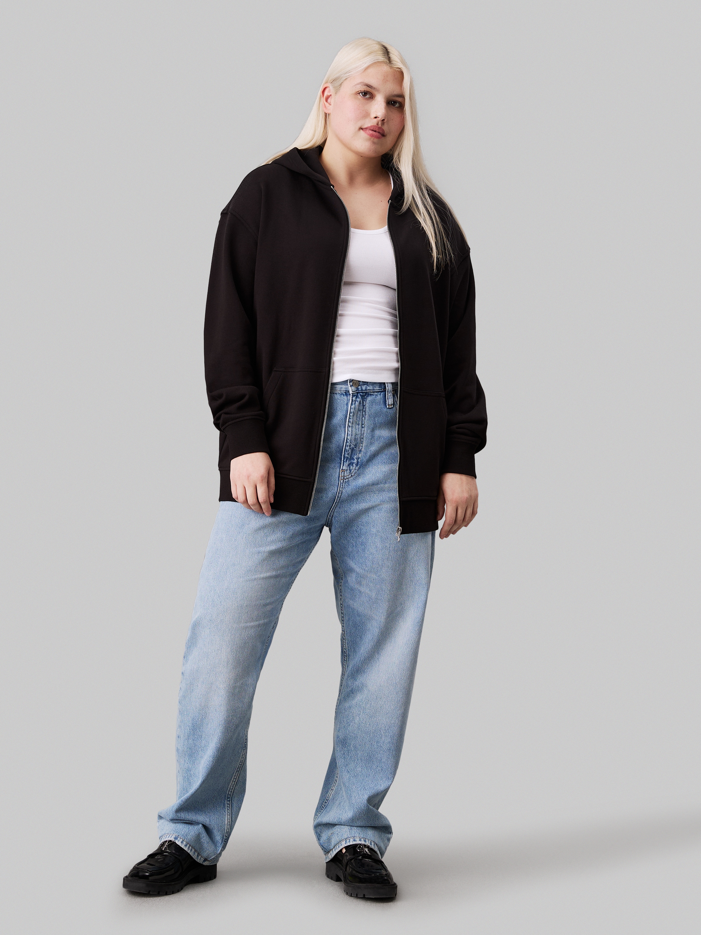 Calvin Klein Jeans Plus Sweatshirt »PLUS DIFFUSED CK ZIP-THROUGH«, in Großen Größen mit Backprint