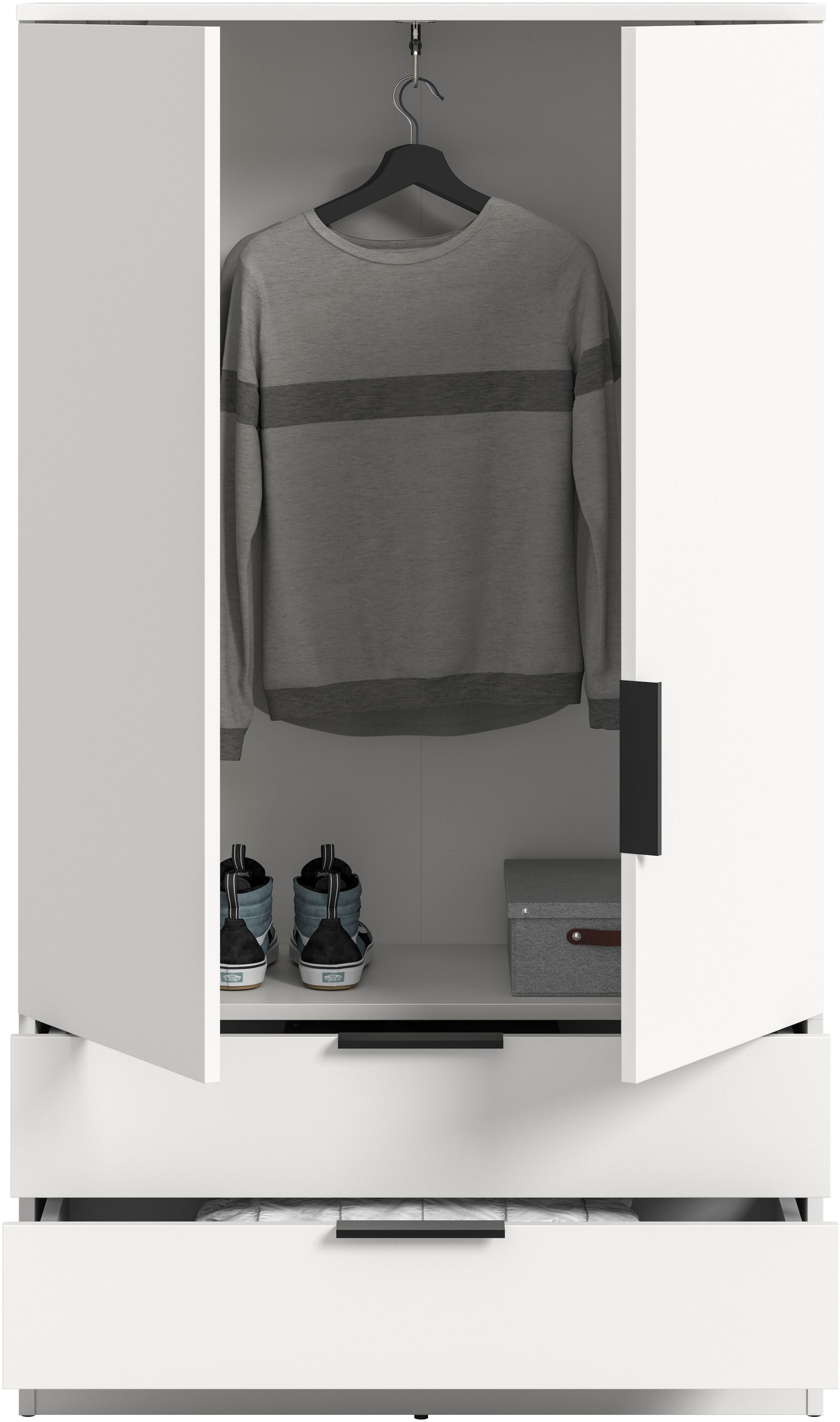 Home affaire Wäscheschrank »SKARDE, TOPSELLER!, Kleiderschrank, Schlafzimmerschrank, Schrank« Höhe: 140 cm, 2 Türen, 2 Schubladen, 1 Kleiderstange, 1 Stk. tlg. OTTO BESTSELLER, Garderobe, Universalschrank, Flurschrank, Schrank