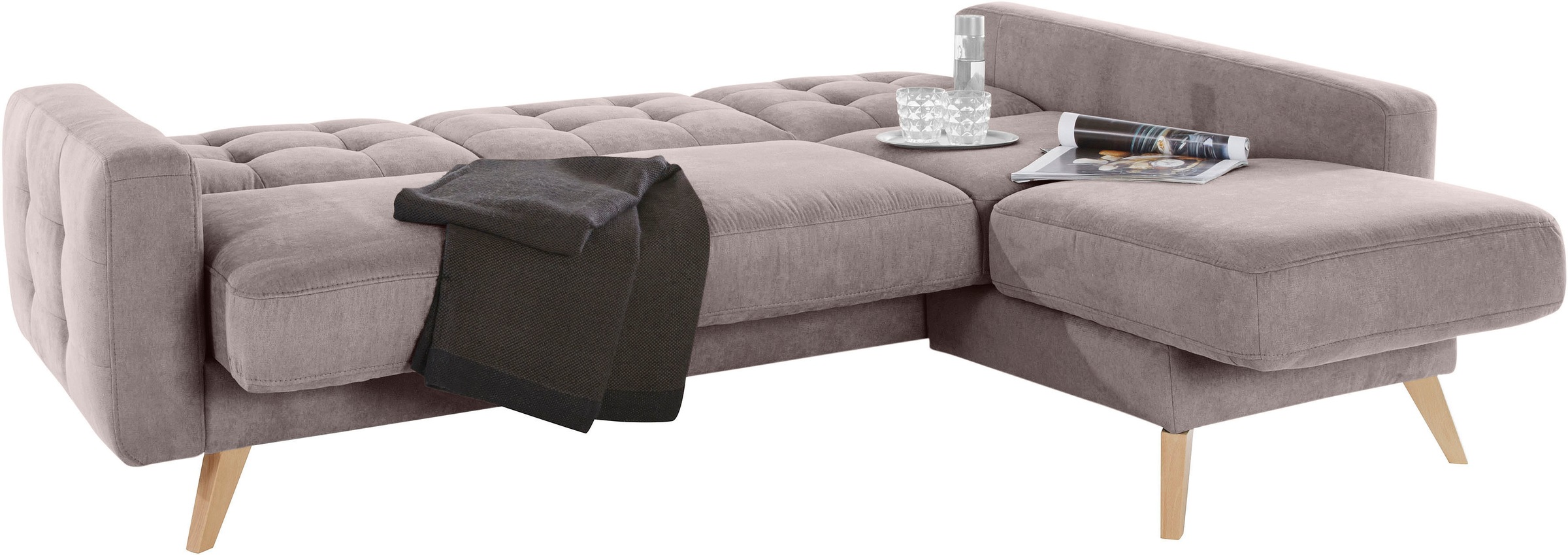 exxpo - sofa fashion Ecksofa »Nappa, kompakt und komfortabel, bequem, zeitloses Design, L-Form«, tolle Detailverarbeitung, inkl. Bettfunktion und Bettkasten