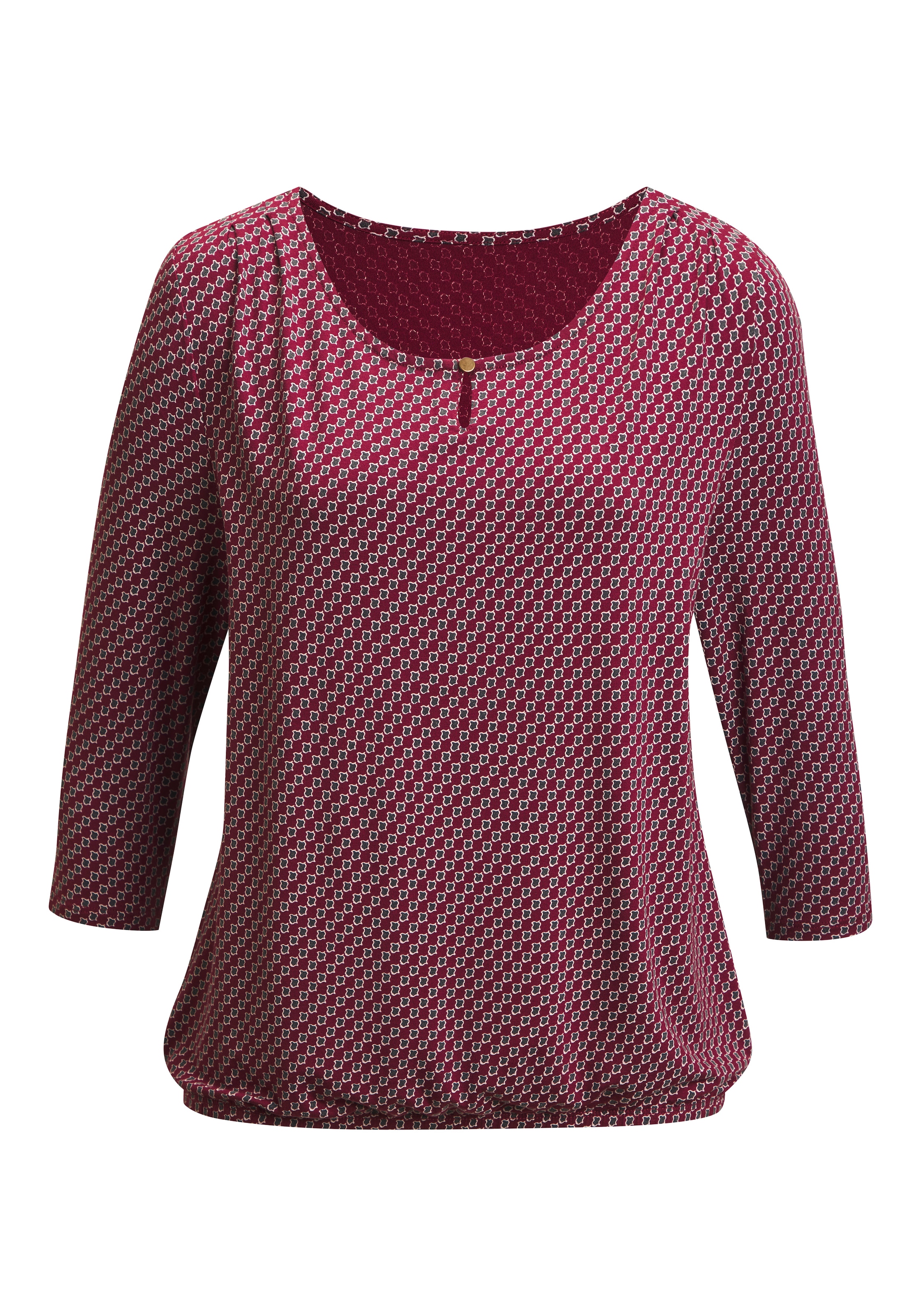 Vivance Rundhalsshirt »mit goldfarbenem Zierknopf am Ausschnitt« aus weichem Viskose-Stretch