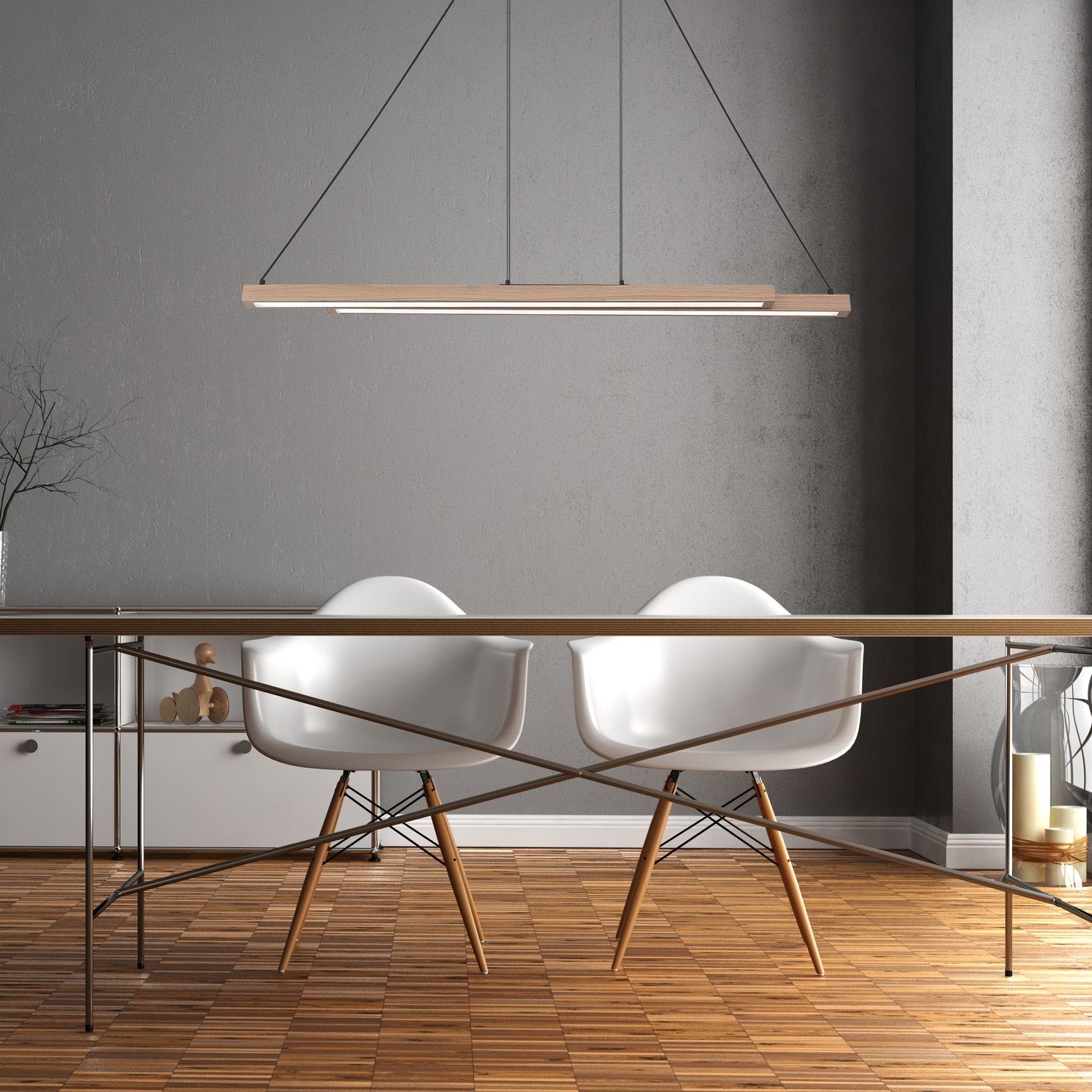 GLOBO LIGHTING Hängeleuchte »GREKKIE« LED-Modul 1 Stk. Schwarze Hängeleuchte MDF mit opal Kunststoff, dimmbar, Fernbedienung