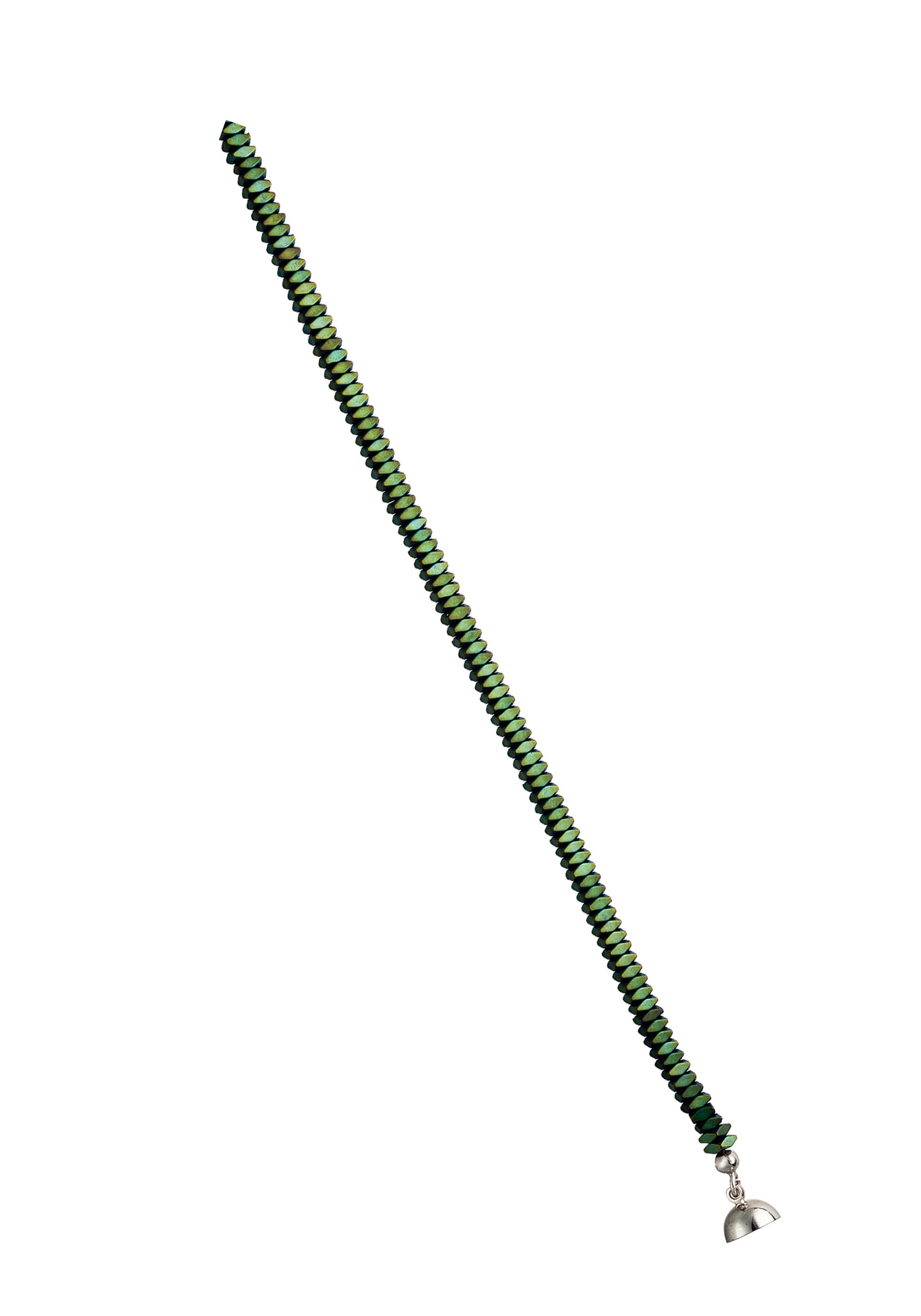 Kette ohne Anhänger JOBO "Edelsteinkette 4,3 mm", grün, Halsketten, Damen, Materialmix Metall, L: 45, Materialmix, Metall, mit Hämatin 45 cm