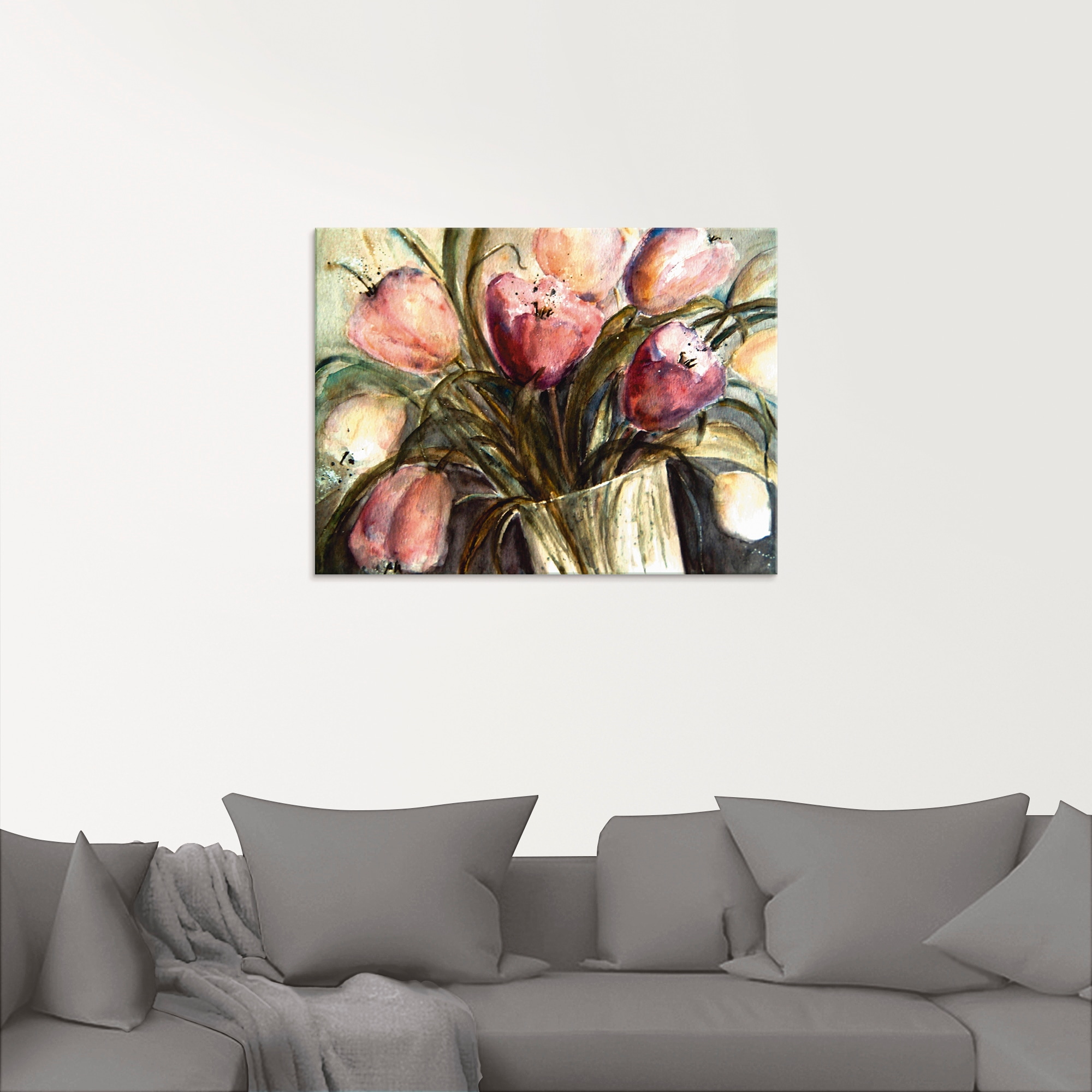 Artland Glasbild »Lila Tulpen in Vase«, Blumen, (1 St.), in verschiedenen Größen
