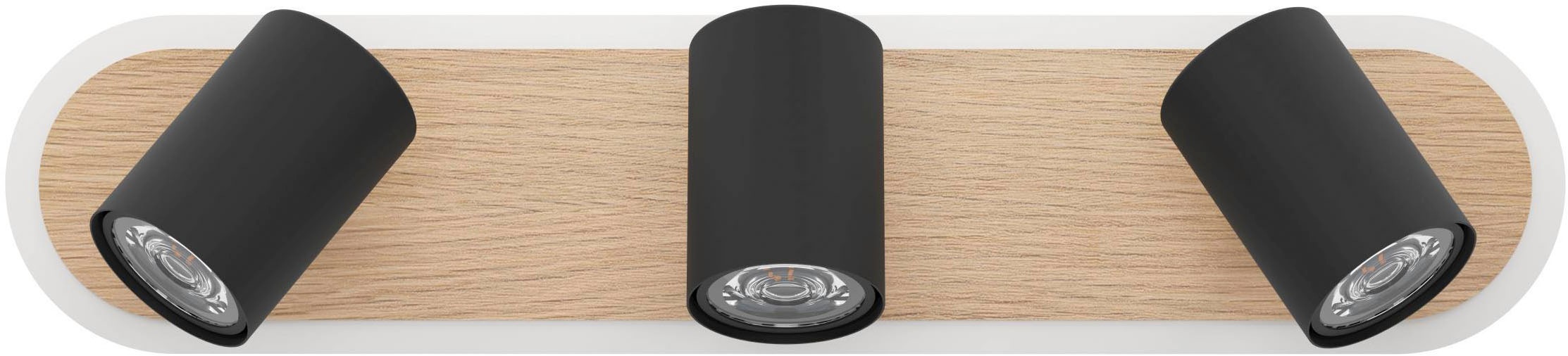 EGLO Deckenleuchte »Rimbocchi Deckenlampe, Metall und Holz-Optik, Spotbalken schwenkbar« LED-Modul 1 Stk. Warmweiß Spot - L46 x B10 x H15 cm - schwarz, braun - 20W inkl.