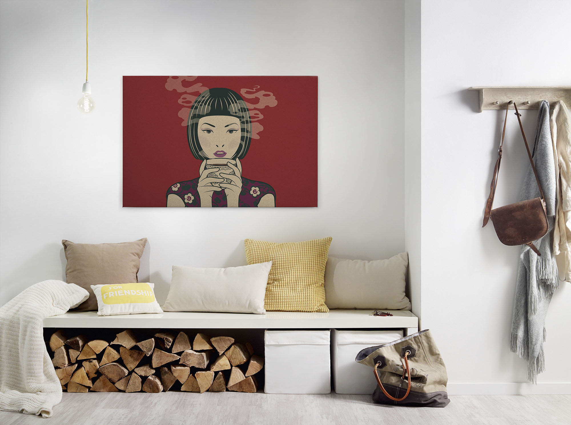 A.S. Création Leinwandbild "akari" Gemälde Kunst 1 Stk. tlg. Keilrahmen Bild Asiatisch Frau Leinwand-Bild Wohnzimmer modern Kinder