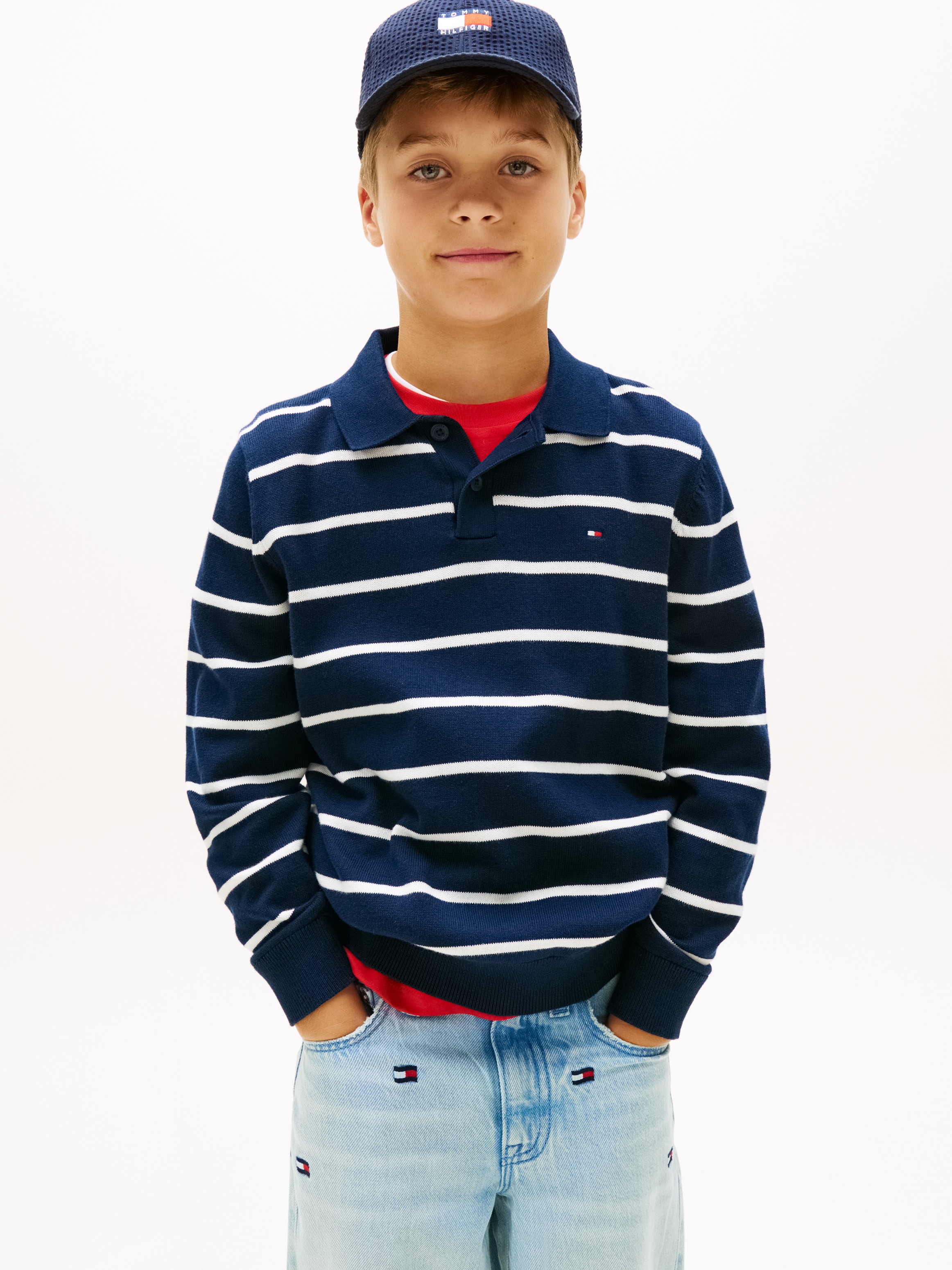 Tommy Hilfiger Strickpullover "POLO COLLAR SWEATER LS" Kinder bis 16 Jahre, regular fit