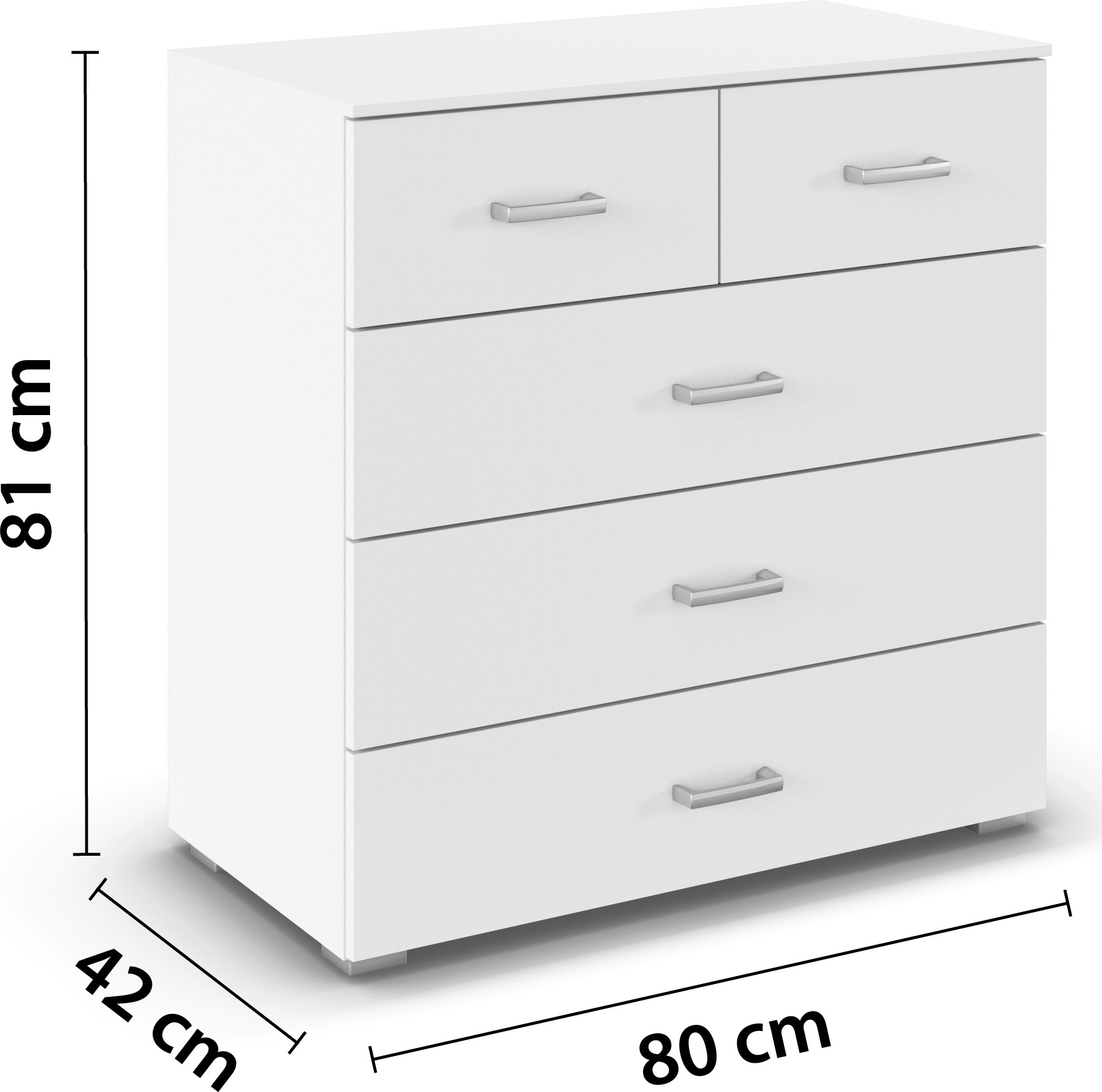 rauch Kommode »Gamma« Breite 80 cm / Höhe 81 cm, verschiedene Griffvarianten/-Farben,  mit fünf geräumigen Schubladen in verschiedenen Größen MADE IN GERMANY