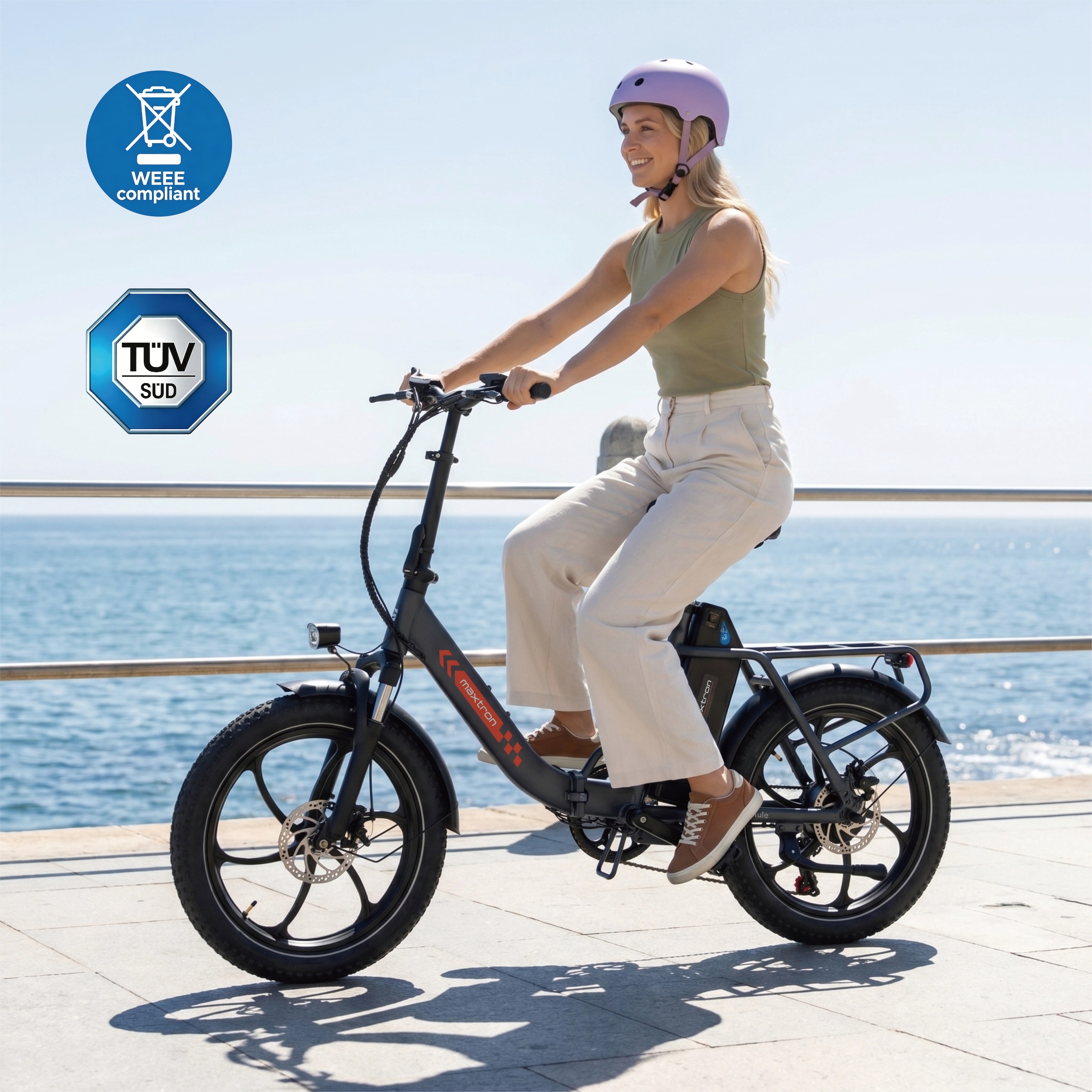 Maxtron »Maxtron MULE Klapprad« 7 Gang Shimano ALTUS Schaltwerk Kettenschaltung 350 W Packung,  Stadt & Abenteuer: 20" Fatbike mit XXL 20Ah Akku.
