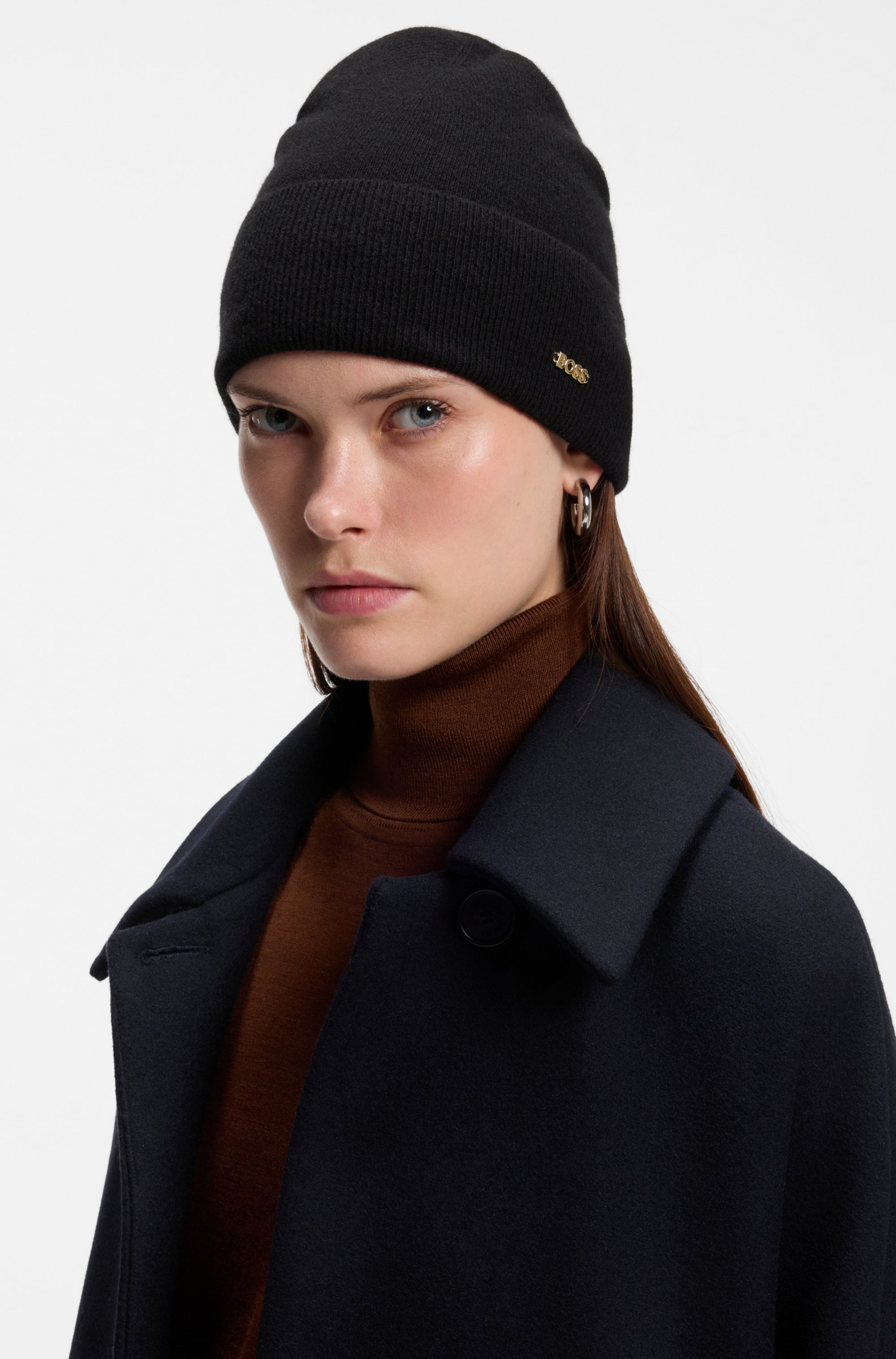 BOSS Strickmütze »Laris Hat« aus edlem Schurlwoll-Kaschmir-Mix, unisex