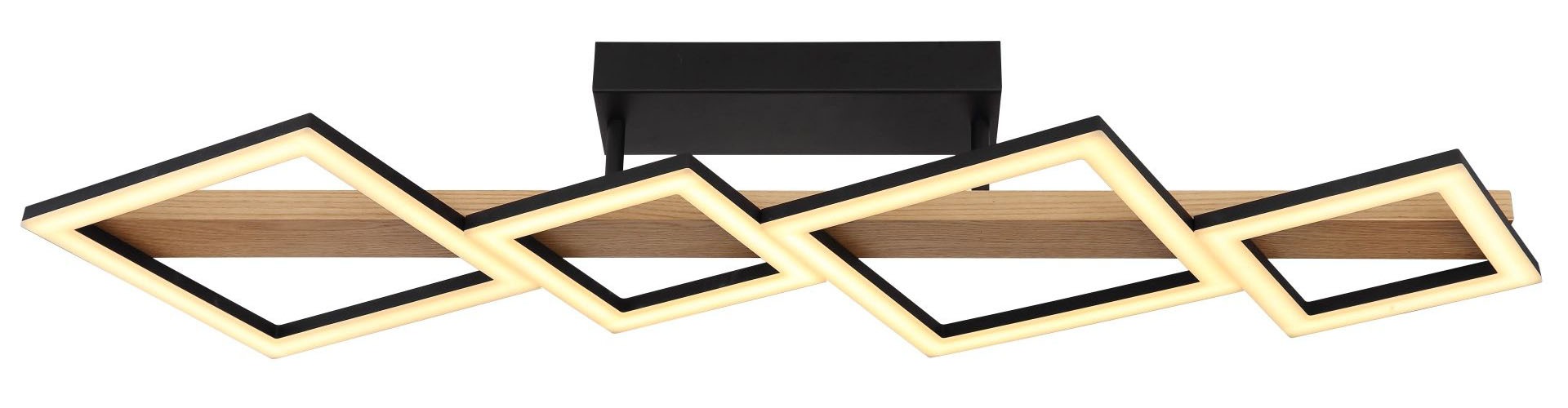 GLOBO LIGHTING LED Deckenleuchte »DUSTIN« LED-Modul 1 Stk. Warmweiß Deckenlampe, Holz, unterschiedliche Quadrate, Wohnbereich