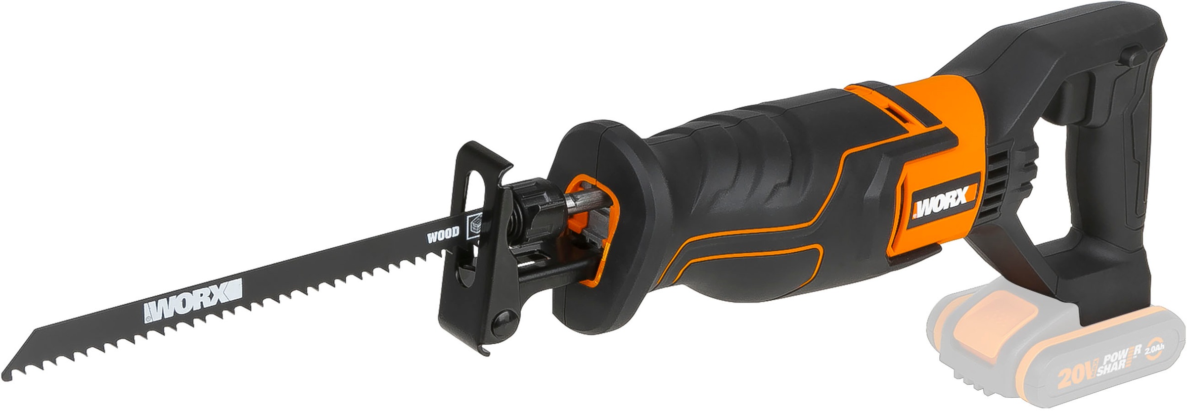 Worx Akku-Säbelsäge "WX500.9", Hublänge 20 mm, variable Geschwindigkeit, ohne Akku & Ladegerät