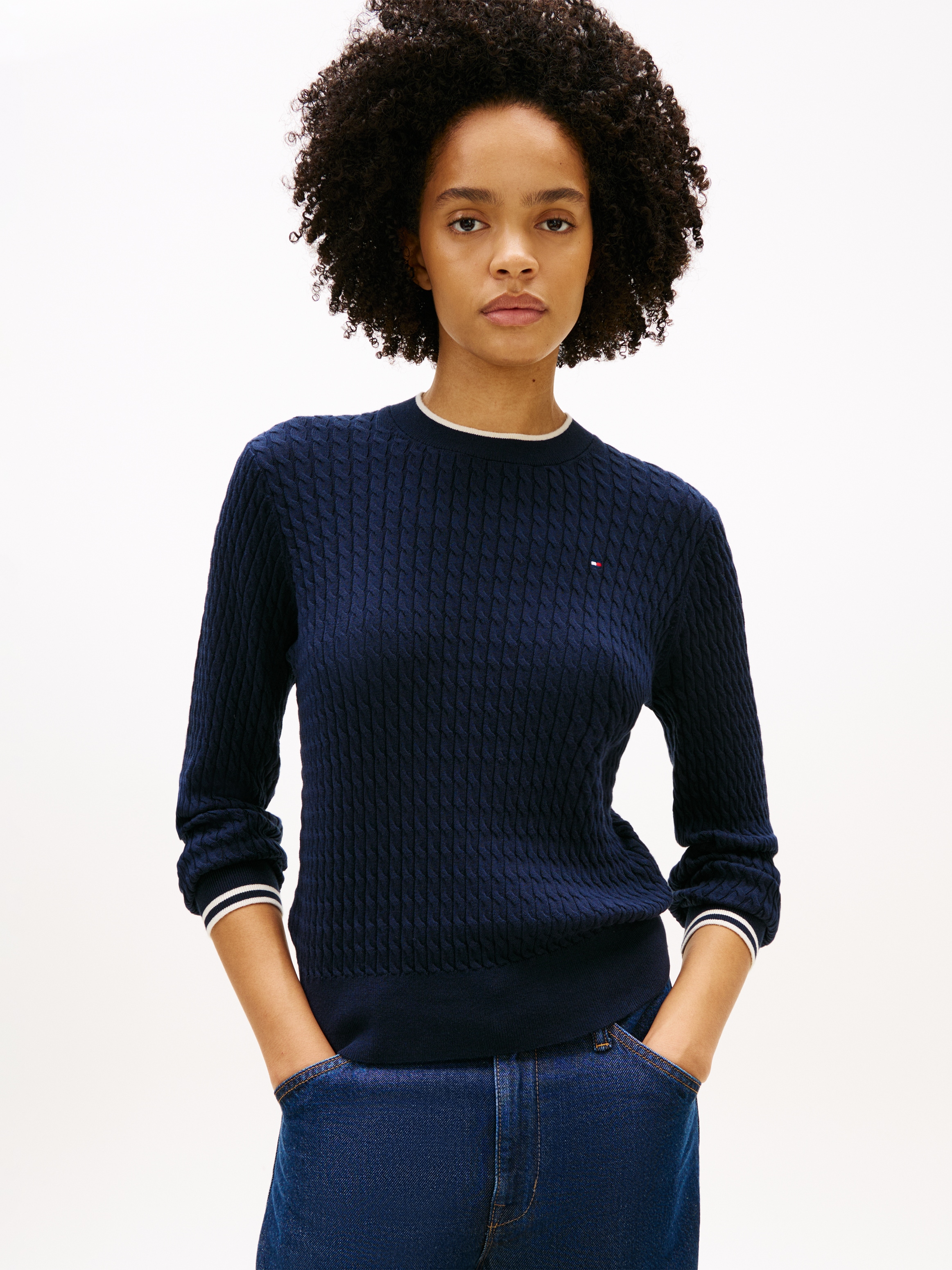 Tommy Hilfiger Rundhalspullover "CO CABLE C-NK LS SWEATER" günstig online kaufen