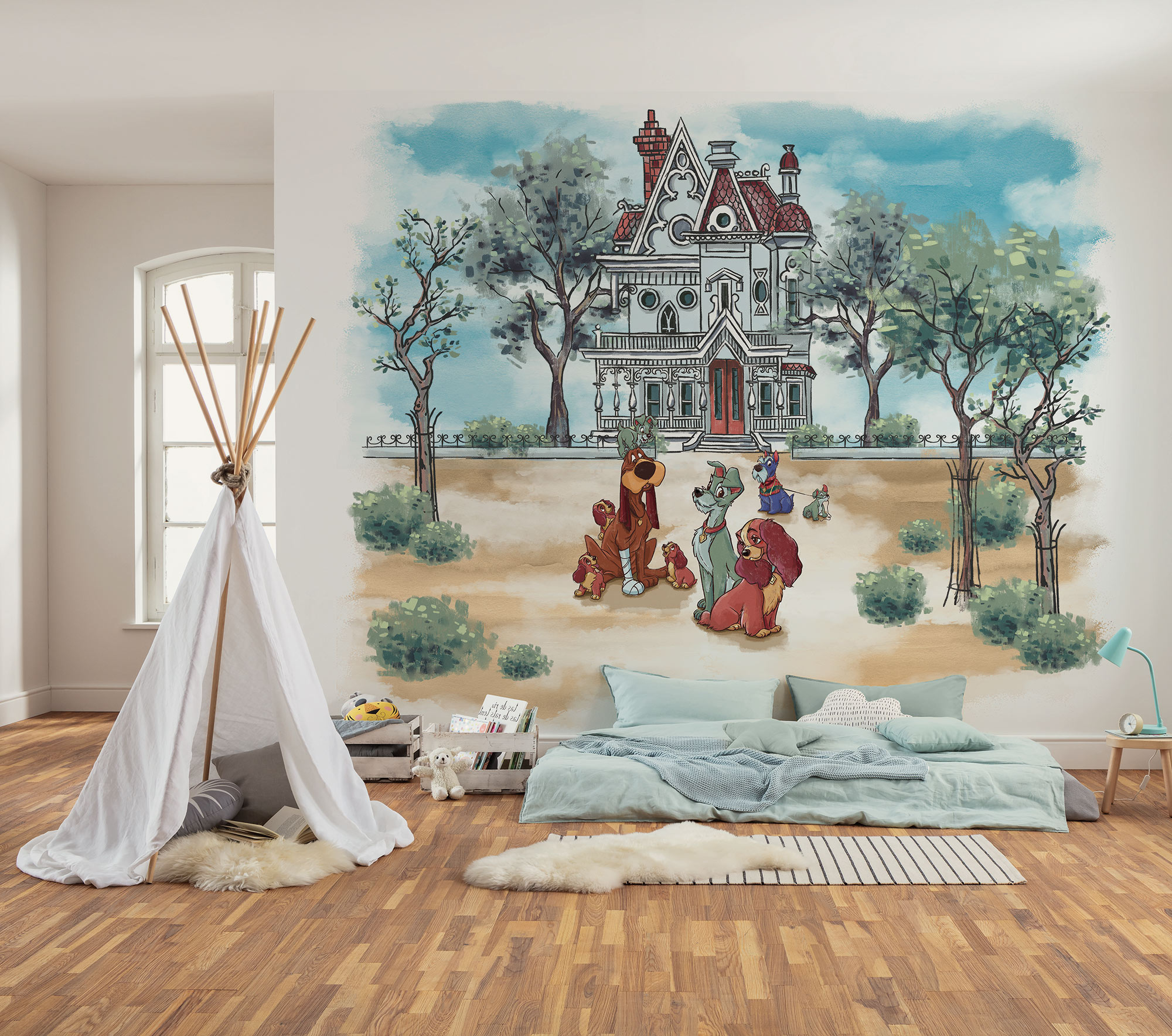Komar Kindertapete "Disney Lady and the Tramp Sweet Home" bedruckt glatt