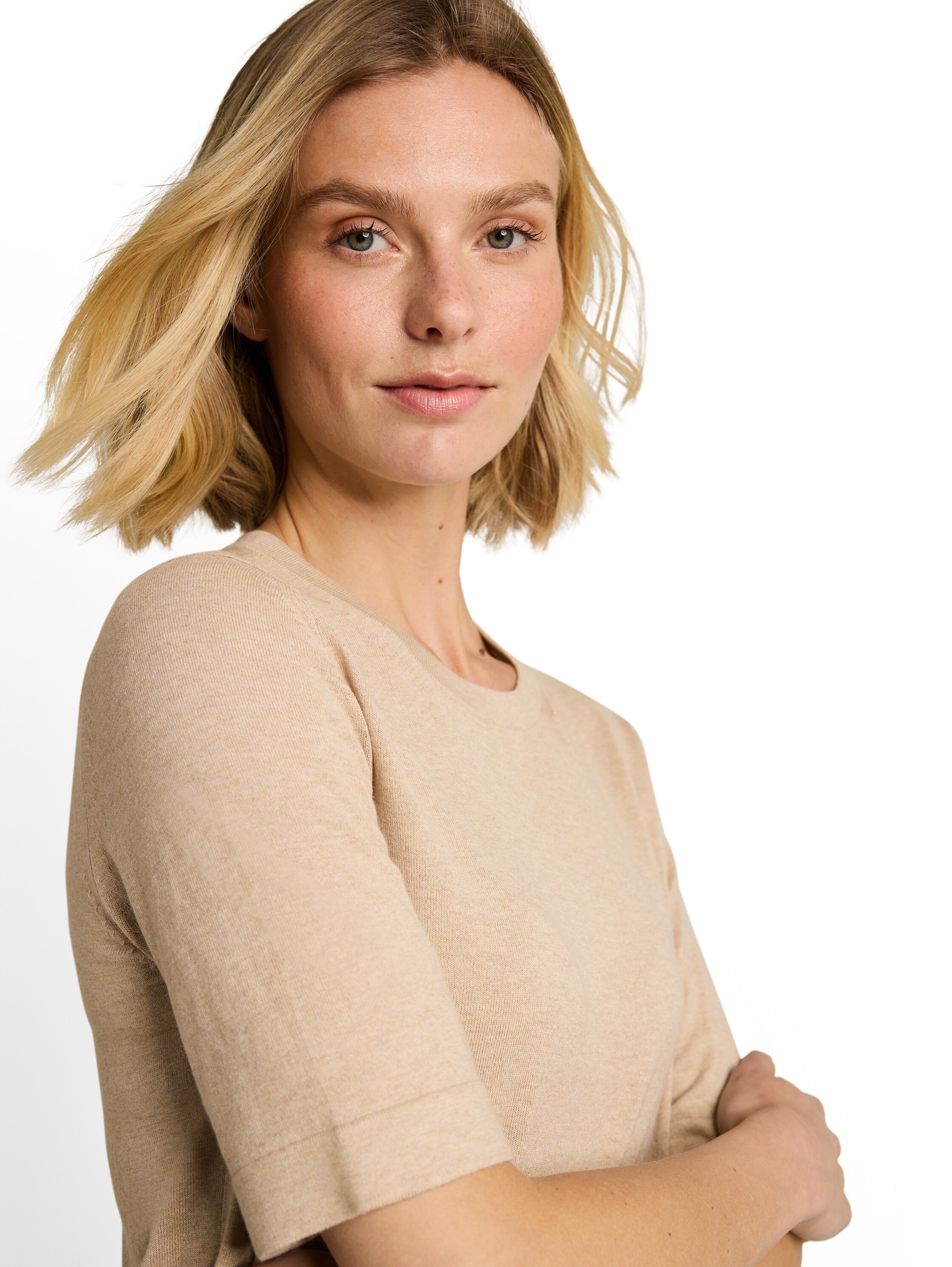 TOM TAILOR Strickpullover Sommer-Pulli - Halbarm -mit Viskose und Stretch