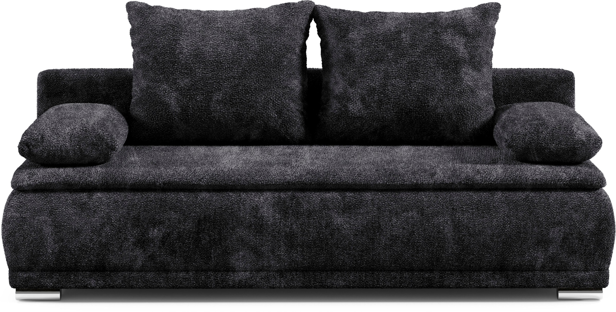 WERK2 Schlafsofa »Biggi, komfortabel & elegant, Schlaffunktion, Bettkasten, Breite 260cm«, inkl. losen Kissen, Bouclé APHRODITE, Anthrazit