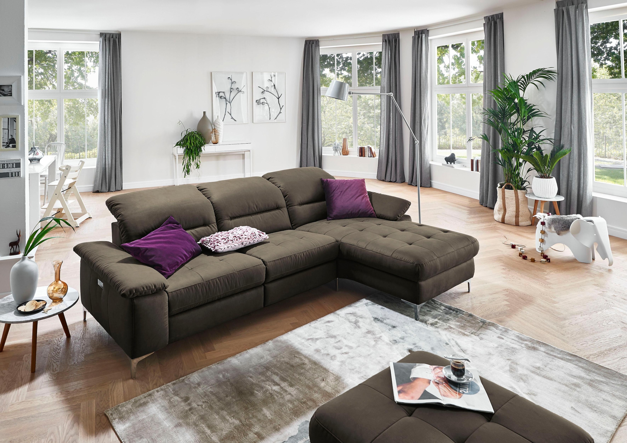 Places of Style Ecksofa "Basel L-Form", mit vollmotorischer Relaxfunktion u günstig online kaufen