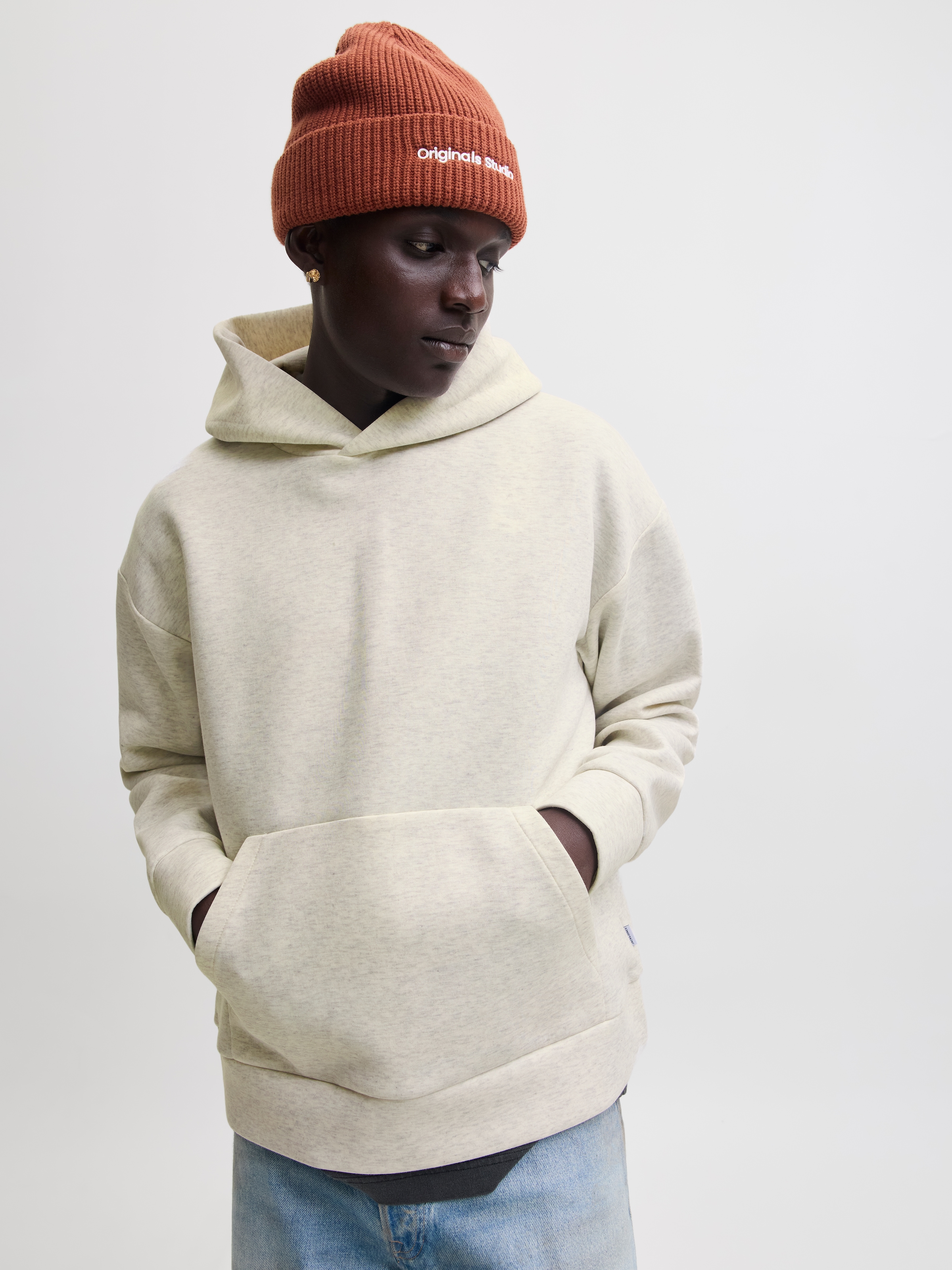 Jack & Jones Kapuzensweatshirt "JJEBARRON SWEAT HOOD NOOS", Materialmix, relaxed fit