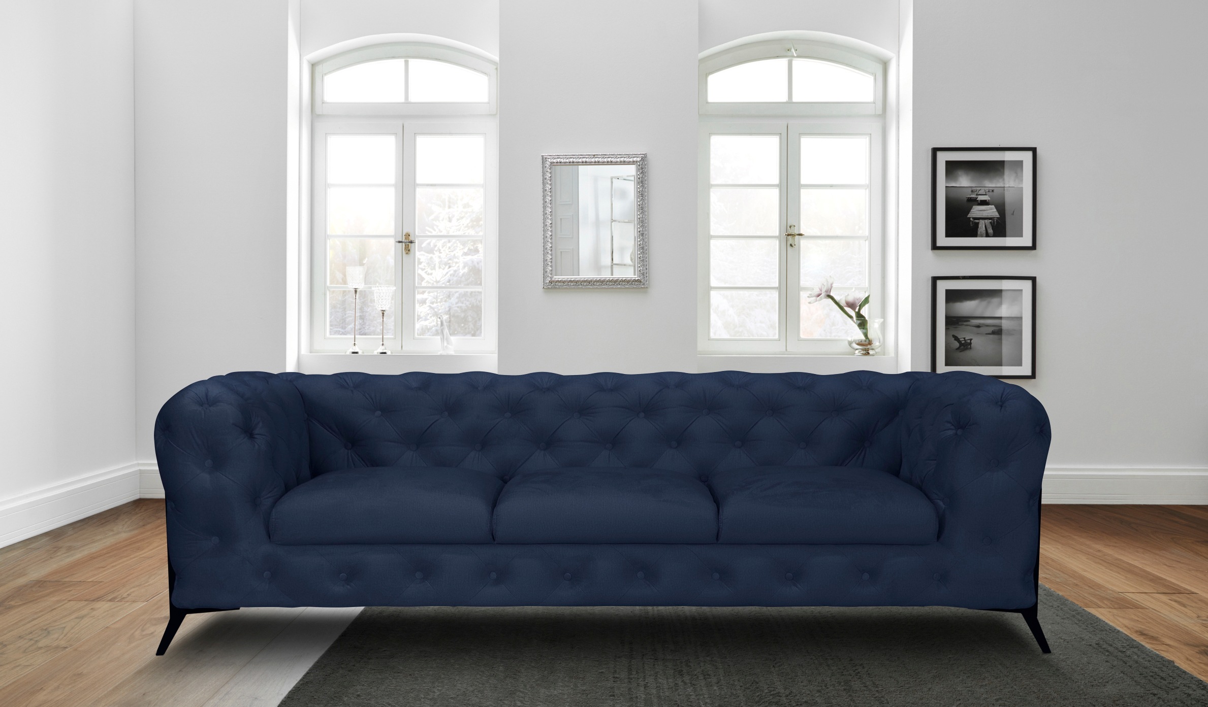 Leonique Chesterfield-Sofa »Amaury«, aufwändige Knopfheftung, moderne Chesterfield Optik, Fußfarbe wählbar