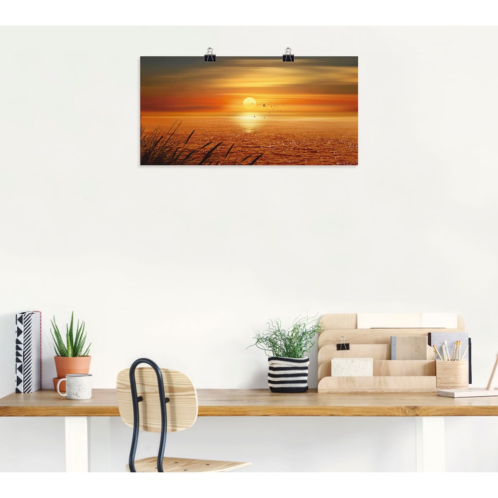 Artland Wandbild »Sonnenuntergang über dem Meer«, Sonnenaufgang & -untergang, (1 St.)