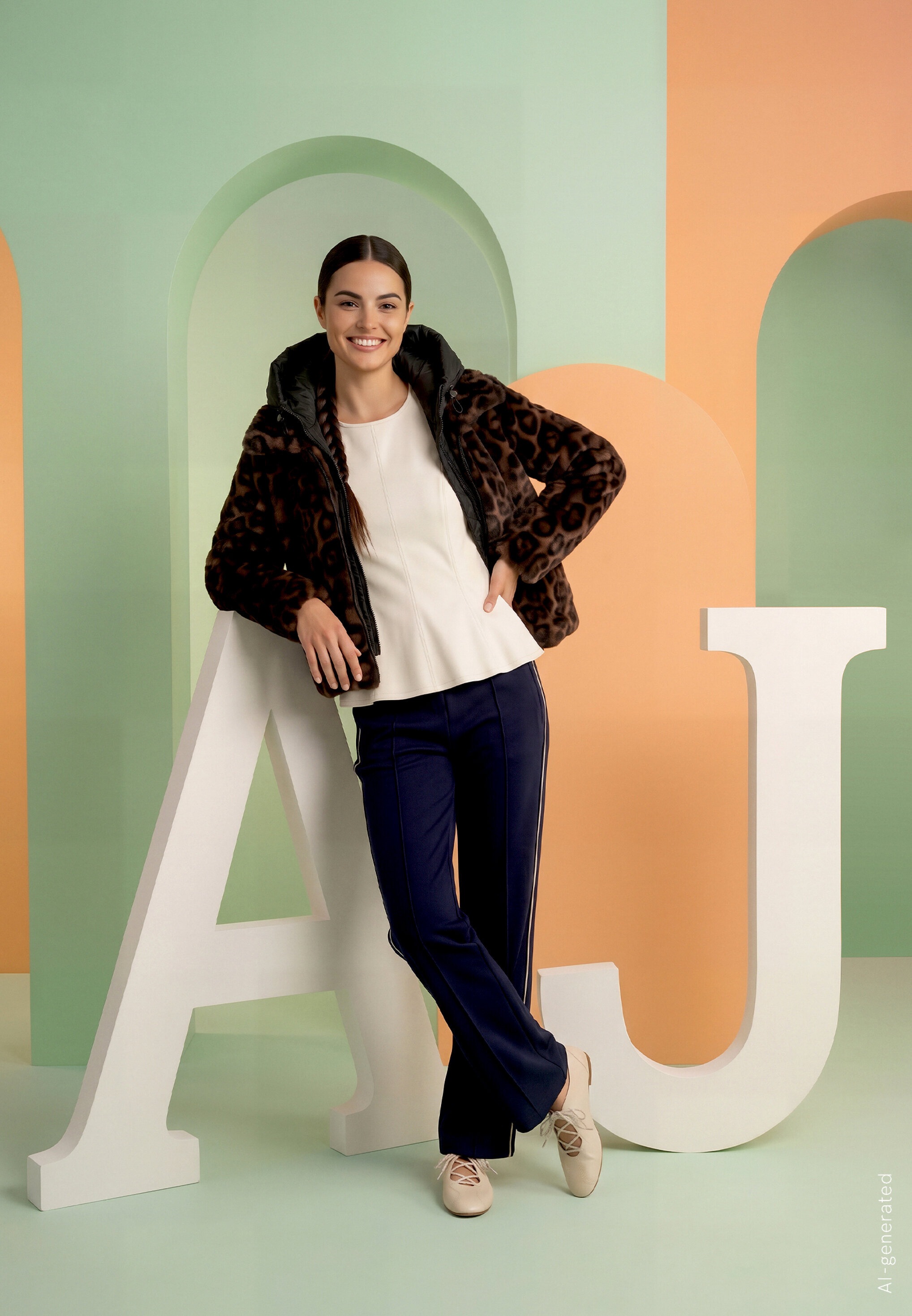 Amber & June Plüschjacke »Damen mit abnehmbarem Westenteil« mit Kapuze