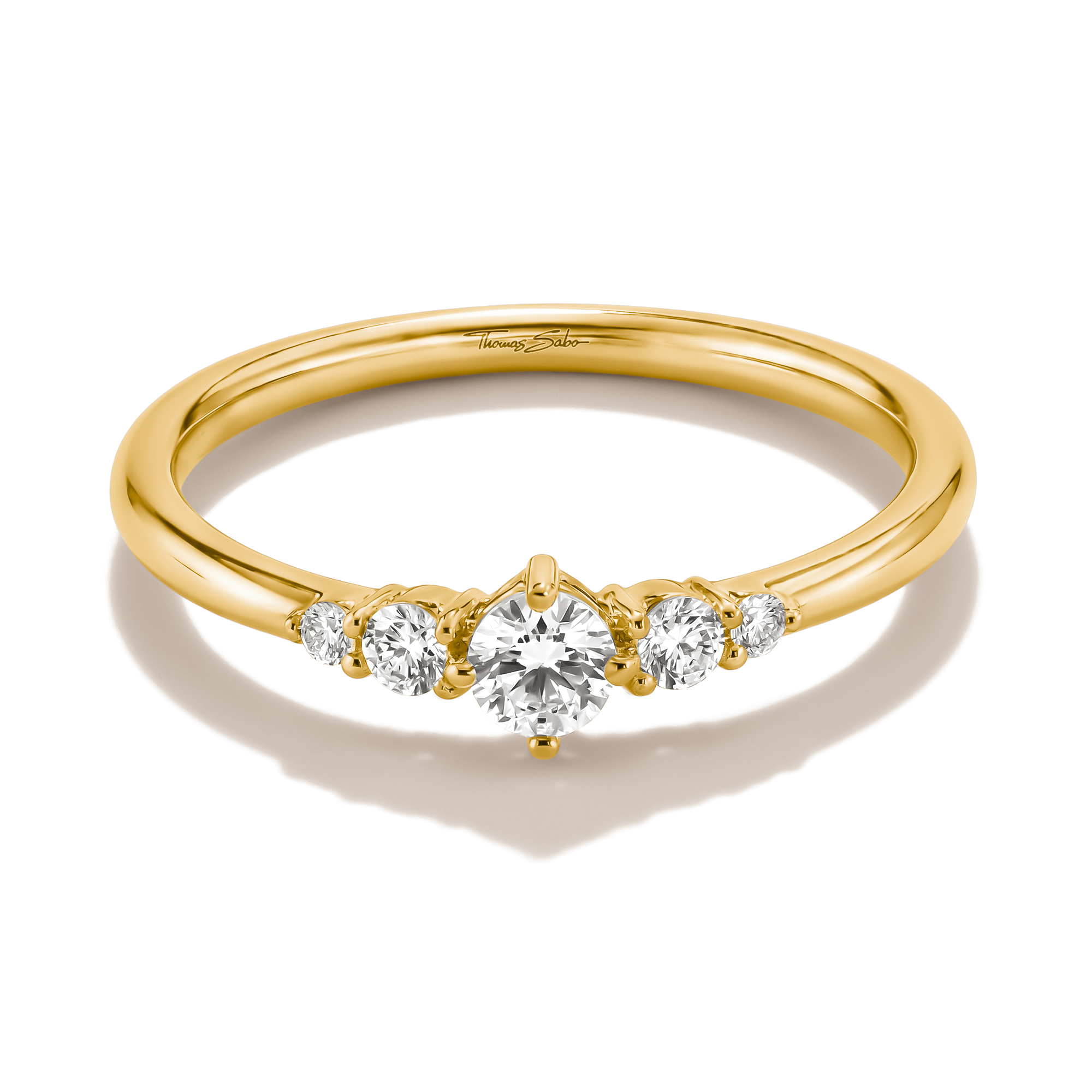 THOMAS SABO Fingerring »Ring mit Zirkoniasteinen gelbgoldfarben« mit Zirkonia (synth.)
